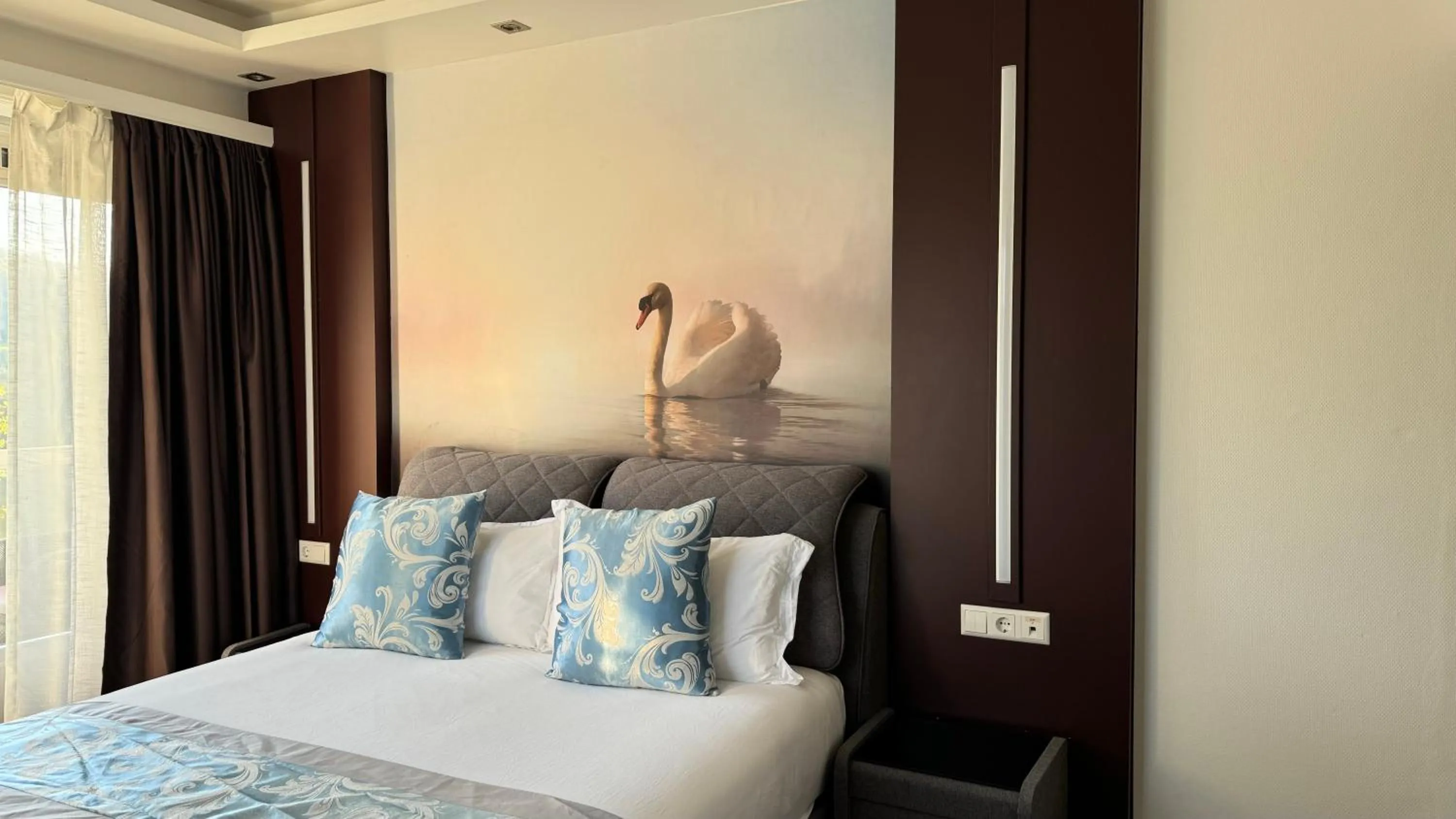 Bed in hotel whiteswan