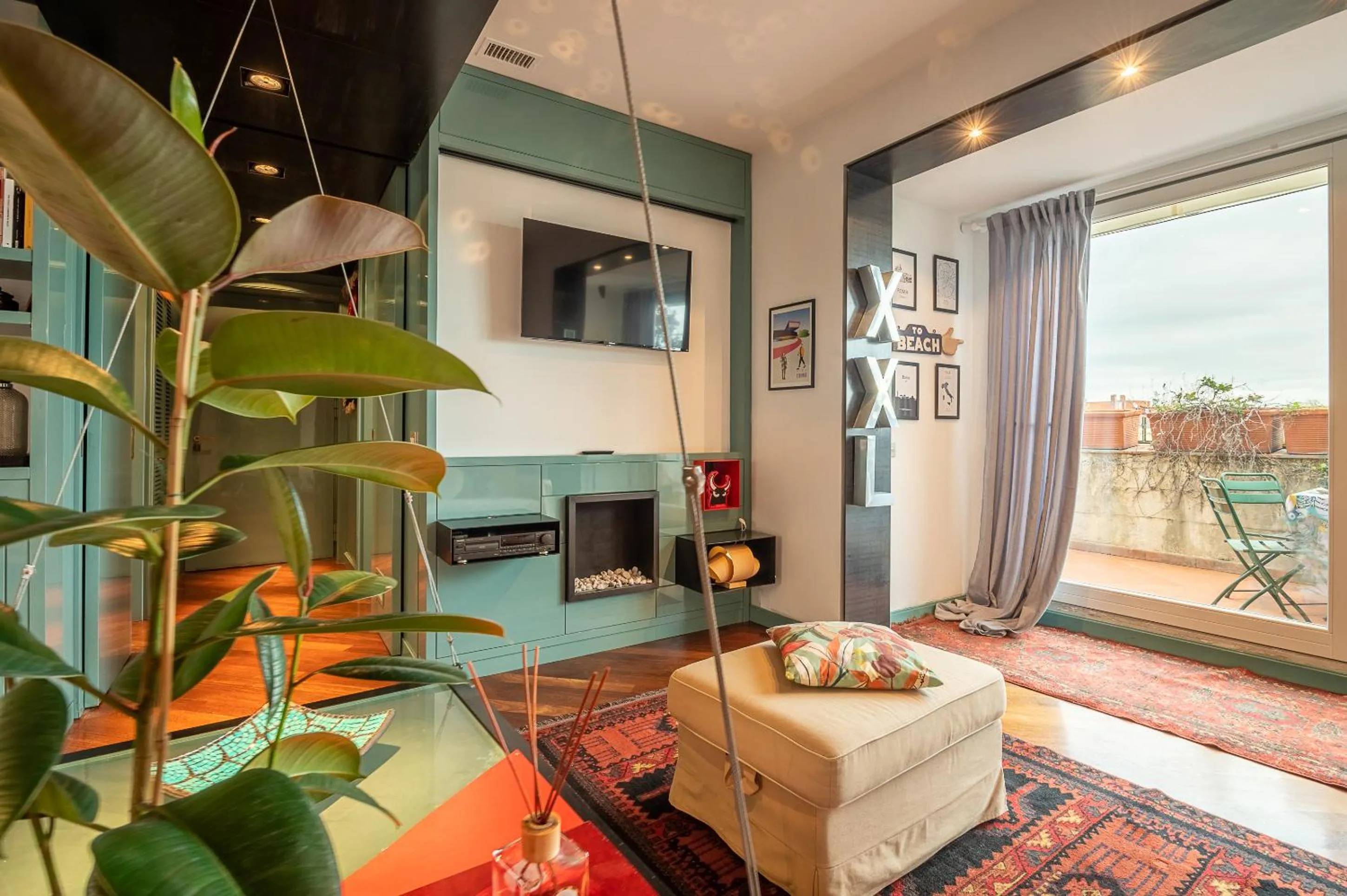 Living room in Tiffany's apartment Flaminio