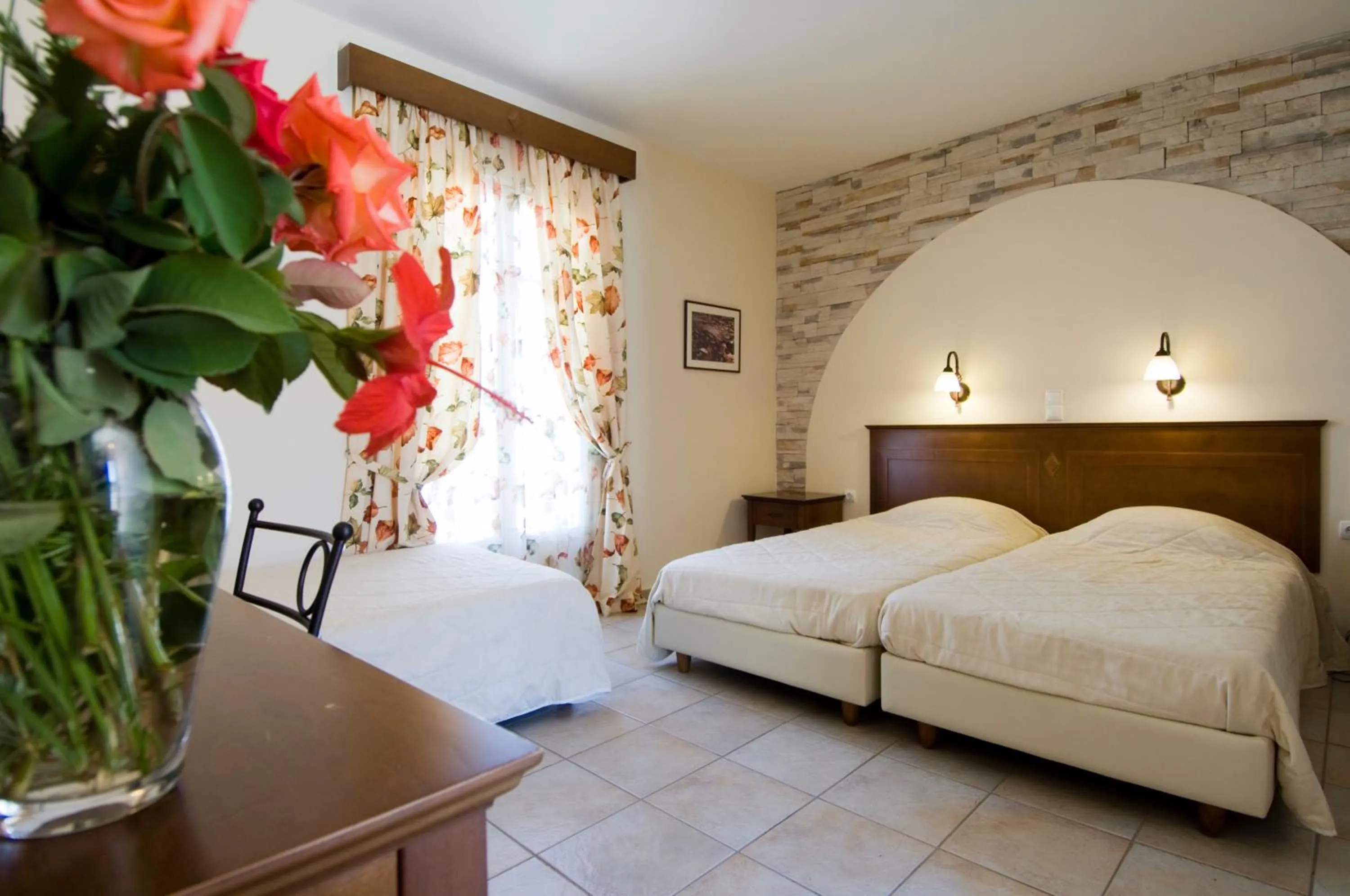 Bed in Naxos Palace Hotel