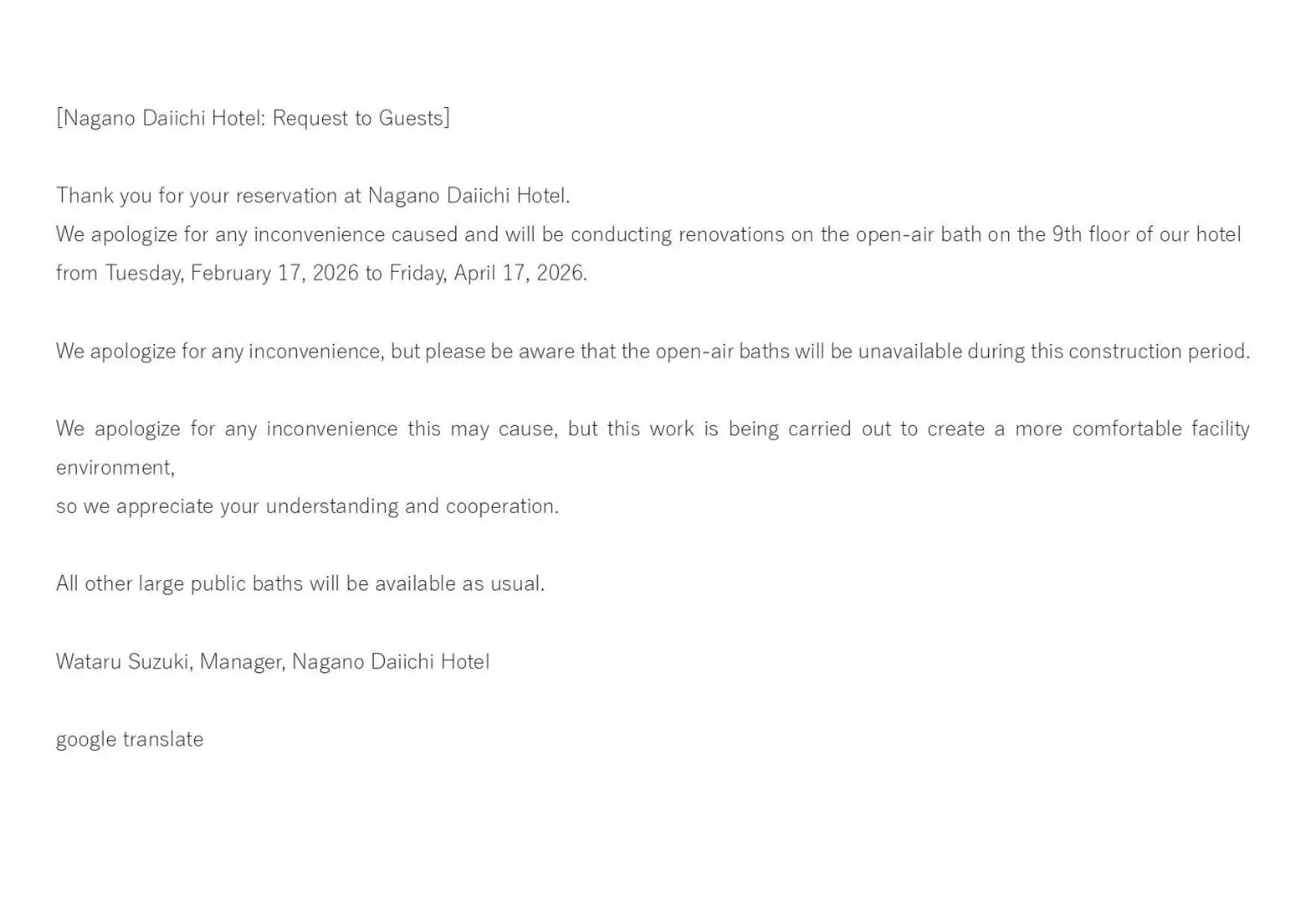 Single Room - single occupancy - Non-Smoking in Nagano Daiichi Hotel Single Room - single occupancy - Non-Smoking in Nagano Daiichi Hotel