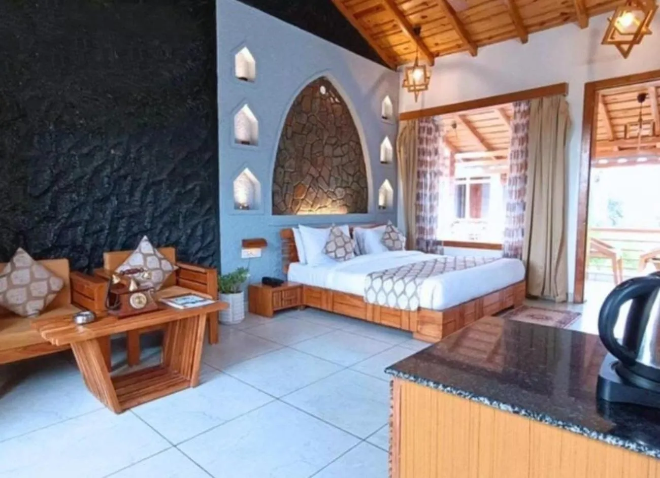 Bedroom, Bed in KK Jungle View Resort - Jim Corbett