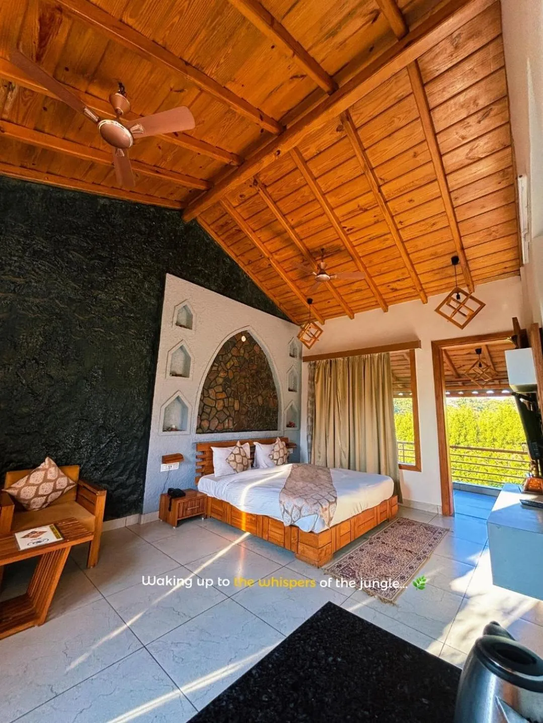 Bedroom, Bed in KK Jungle View Resort - Jim Corbett