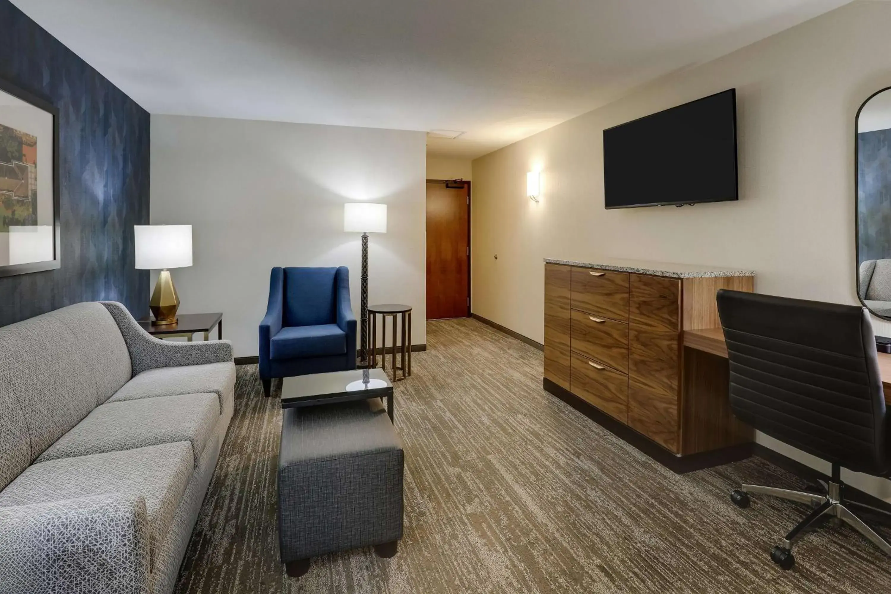 King Suite with Sofa Bed - Accessible, Roll-in Shower in Drury Plaza Hotel Tallahassee King Suite with Sofa Bed - Accessible, Roll-in Shower in Drury Plaza Hotel Tallahassee