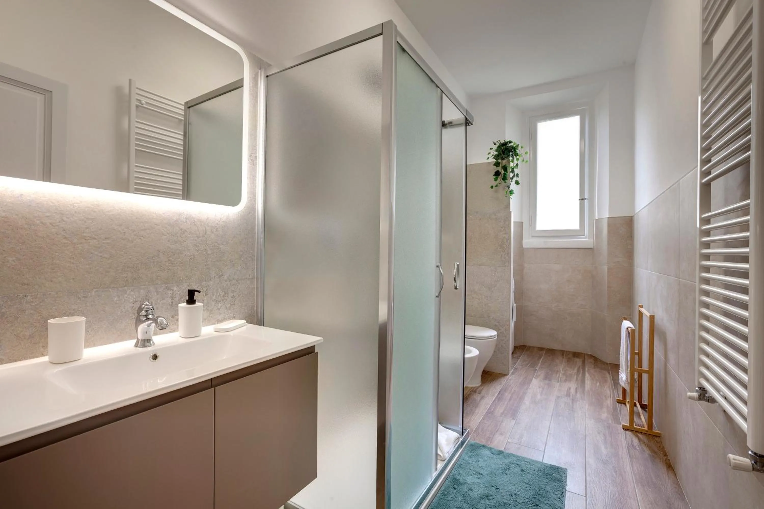 Shower in Magenta Apartment by Mamo Florence