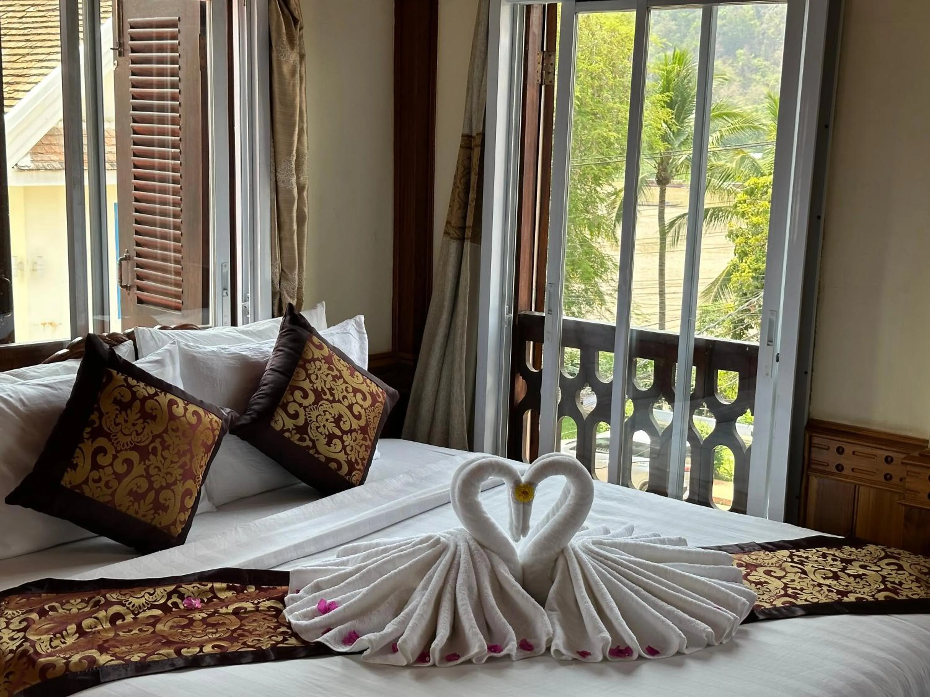 View (from property/room), Bed in Villa Thida Mekong Riverside