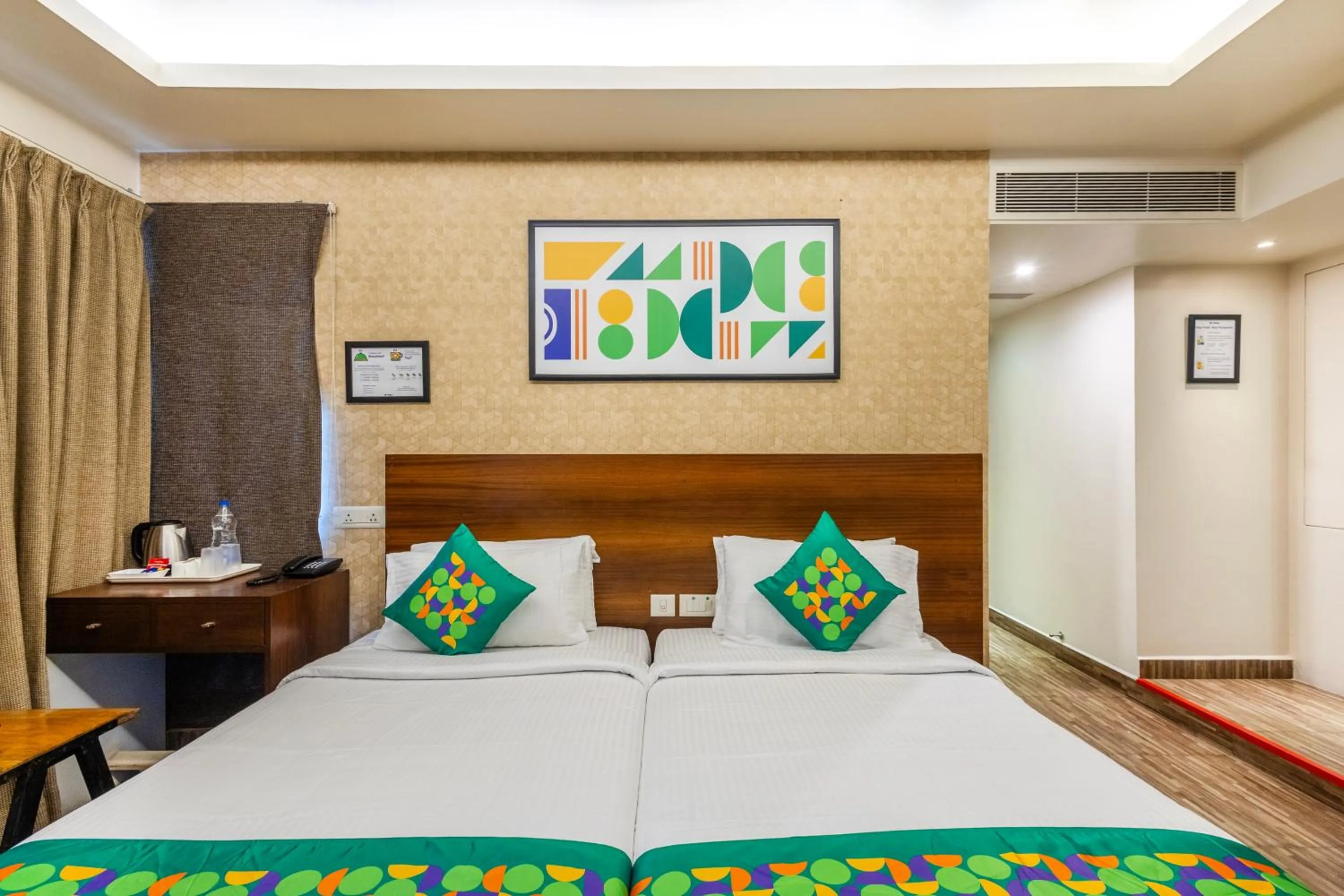 Bedroom, Bed in Treebo Premium Twin Star