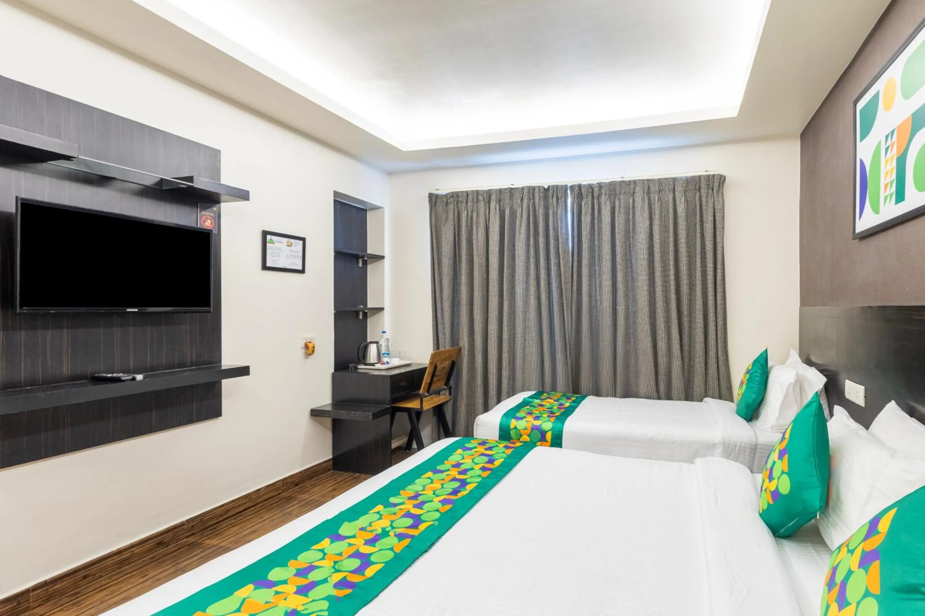 Bedroom, Bed in Treebo Premium Twin Star