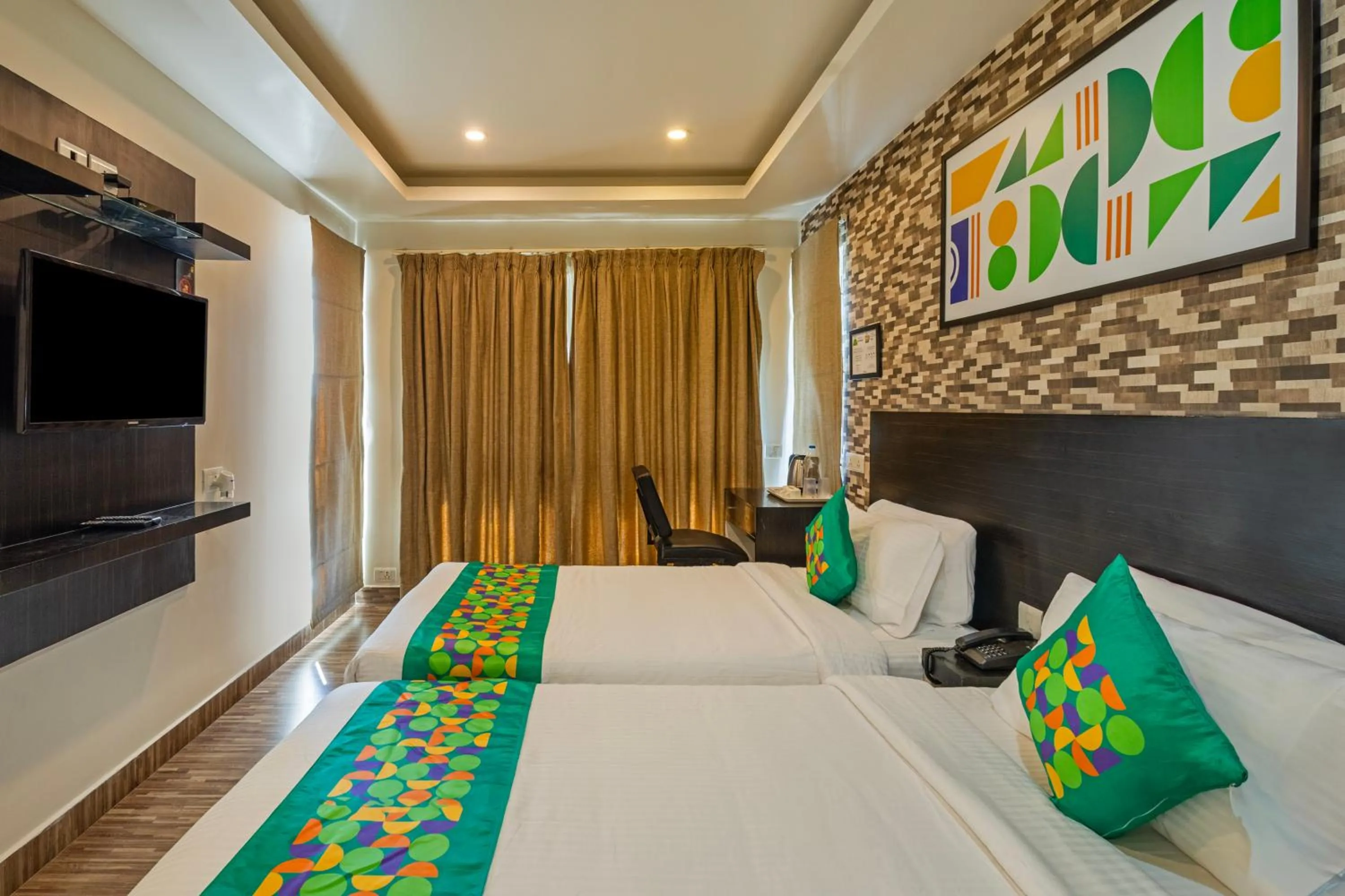 Bedroom, Bed in Treebo Premium Twin Star