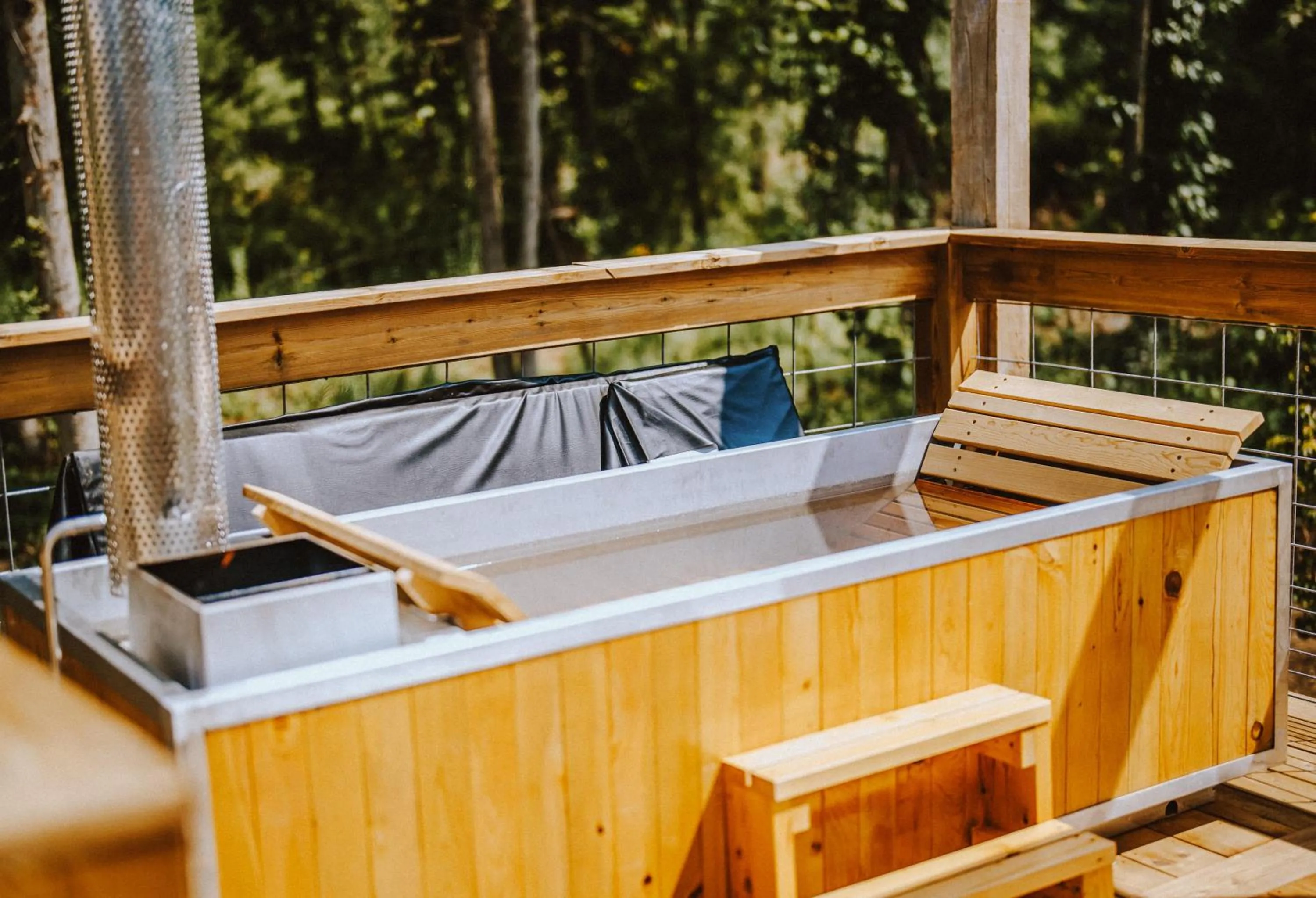 Hot Tub in Finger Lakes Treehouse