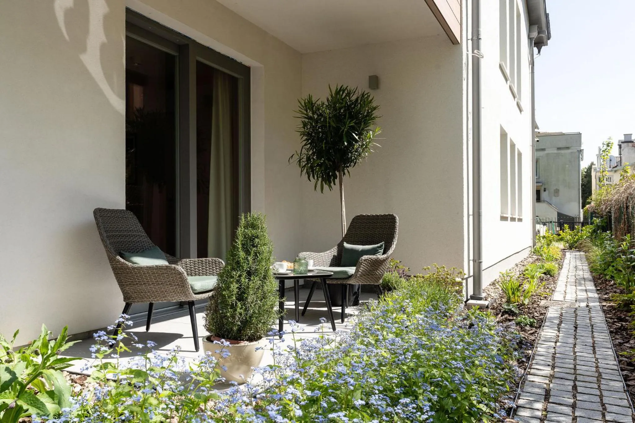 Patio in Baltic Wave Boutique Apartments with sauna and gym