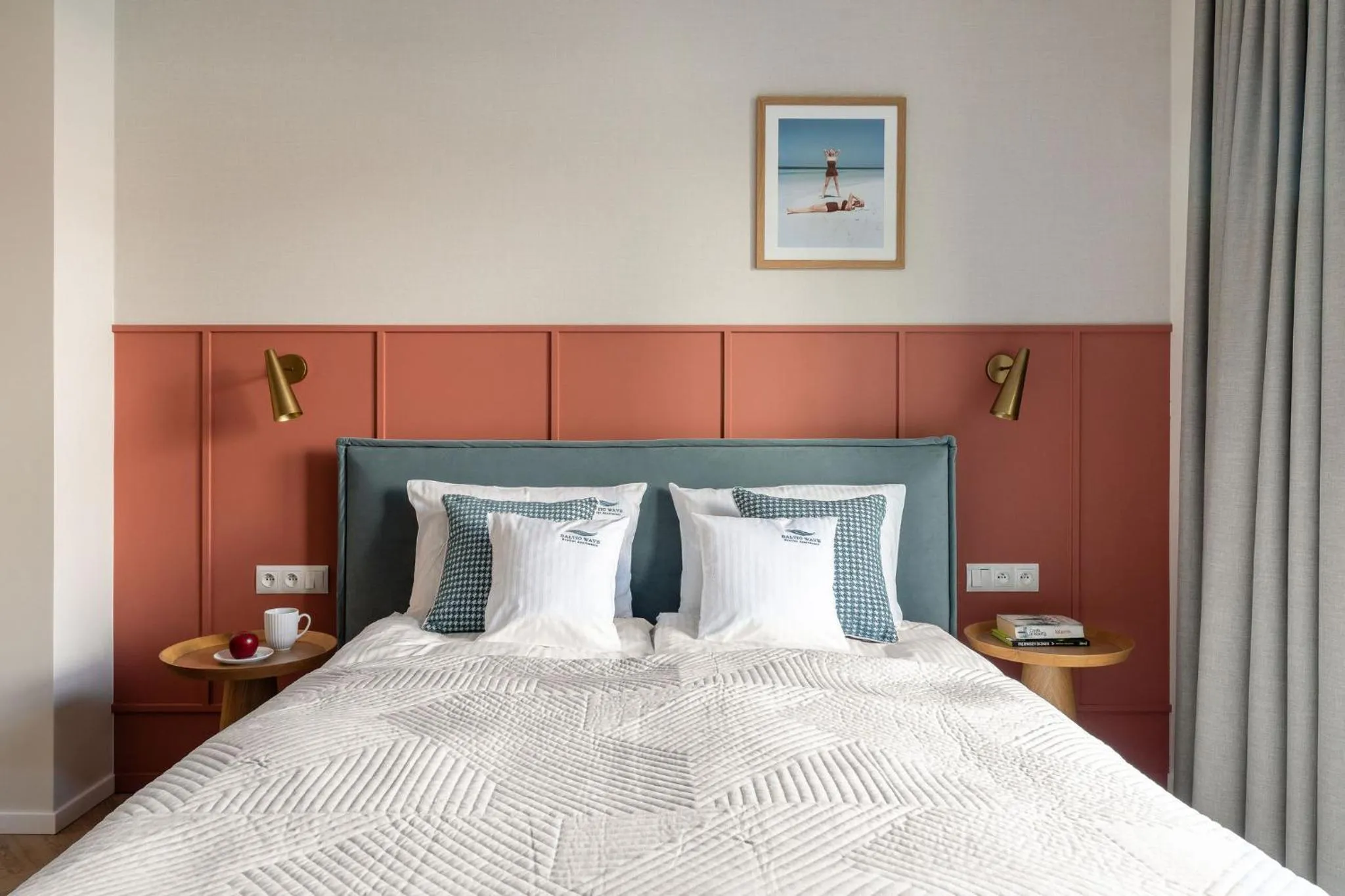 Bed in Baltic Wave Boutique Apartments with sauna and gym