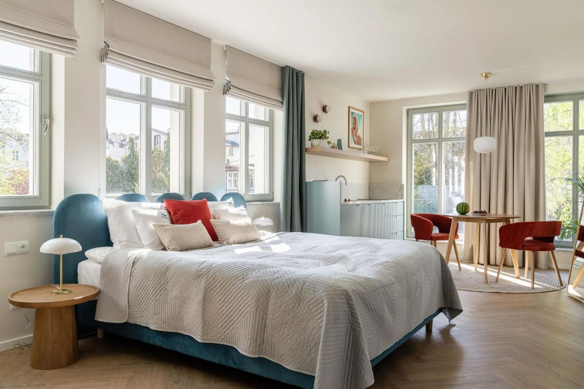 Bedroom, Bed in Baltic Wave Boutique Apartments with sauna and gym