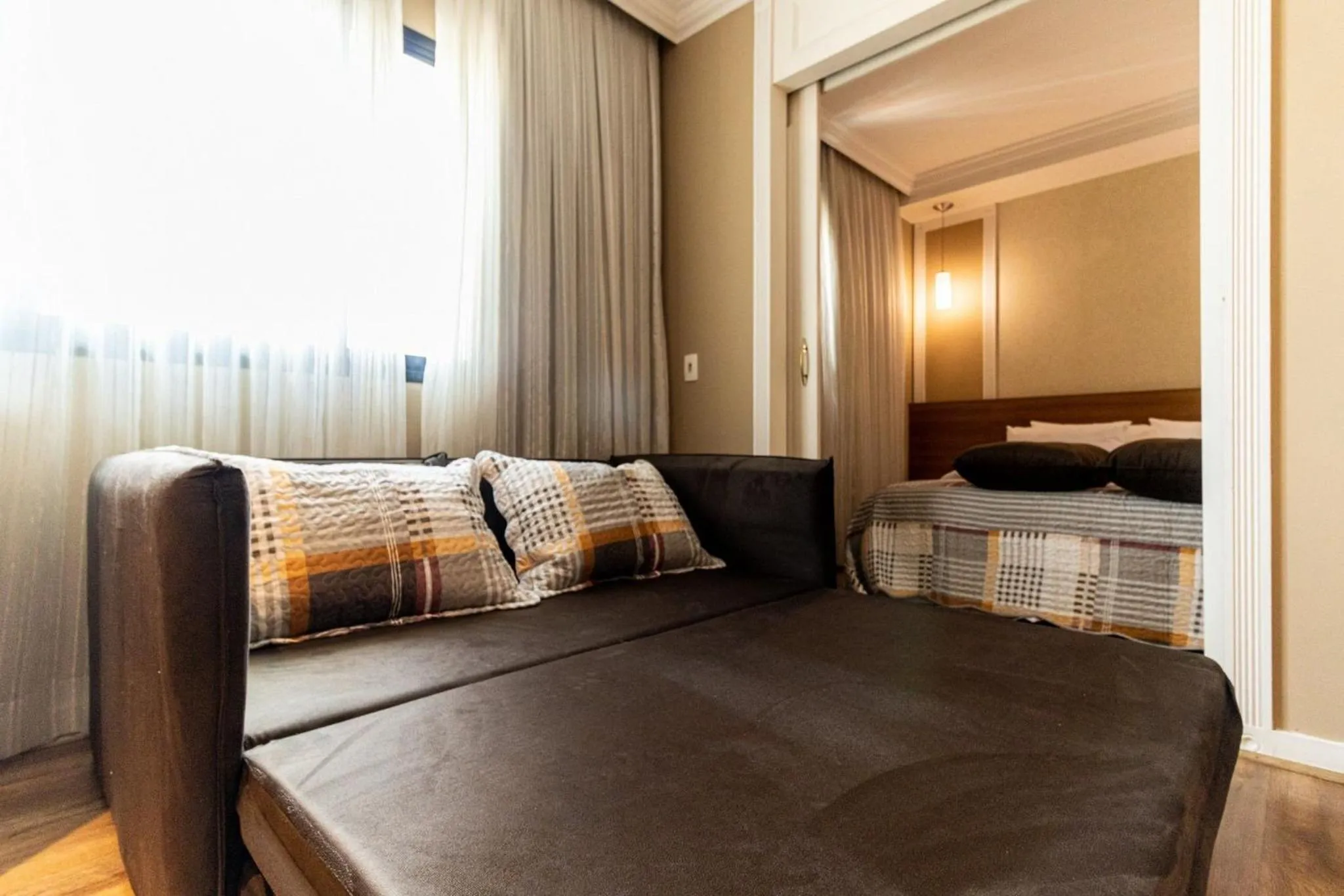 View (from property/room), Bed in Kaza Noah The Universe Paulista Bela Vista