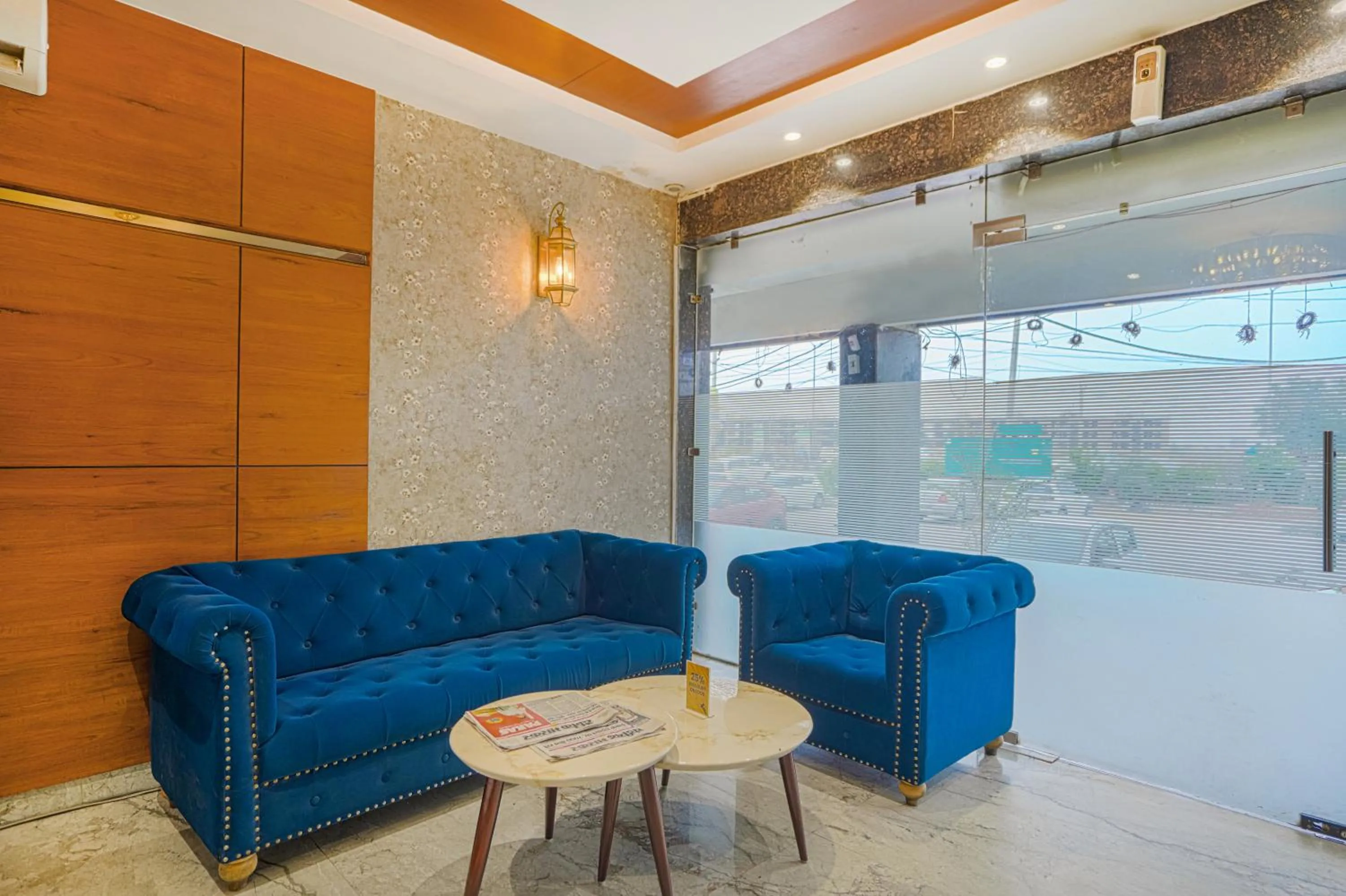 Seating area in Hotel Highway Greens Near VR Punjab Mall Airport Road Mohali Chandigarh