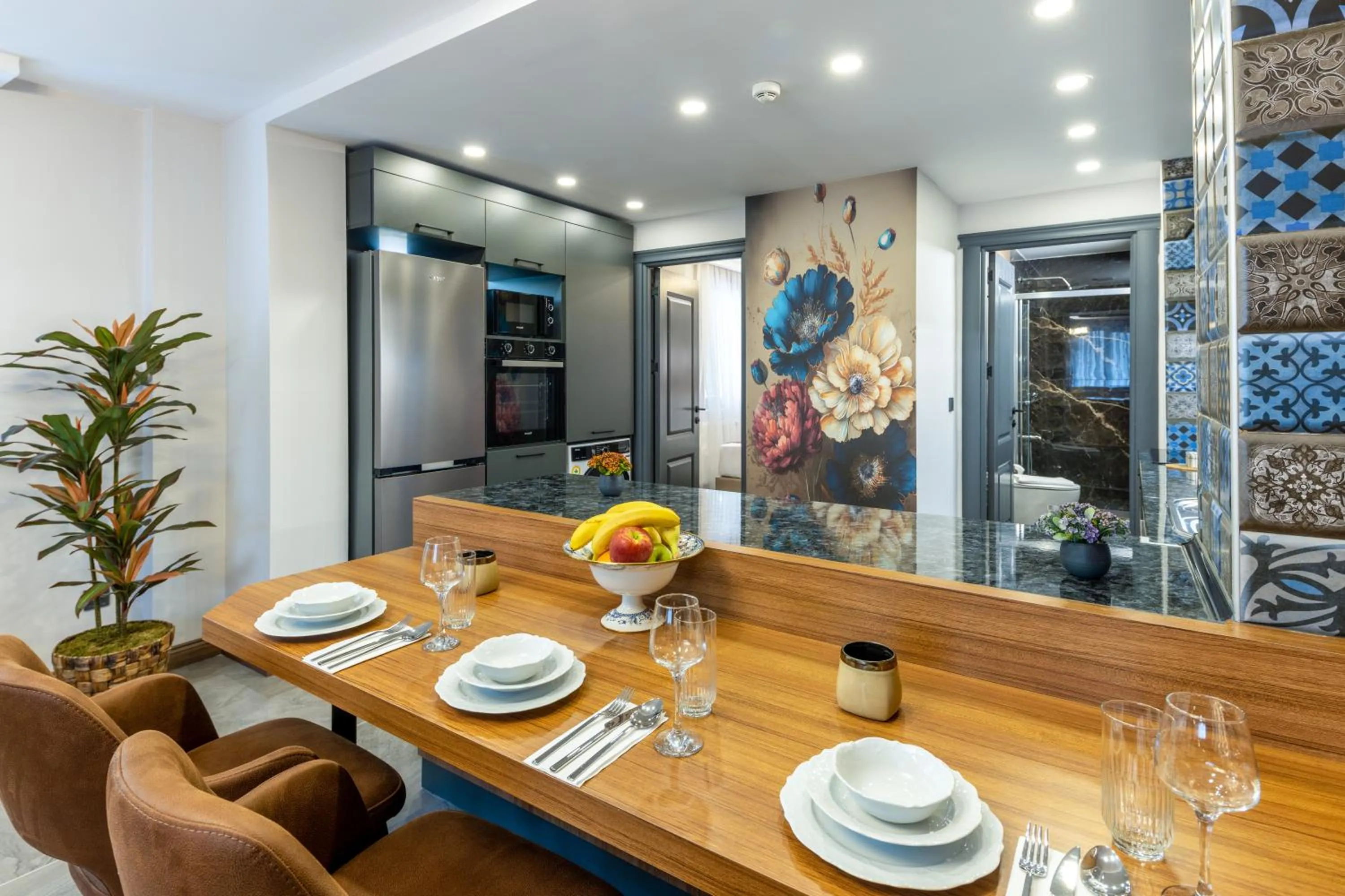 Kitchen or kitchenette in Baymari Suites Design Florya