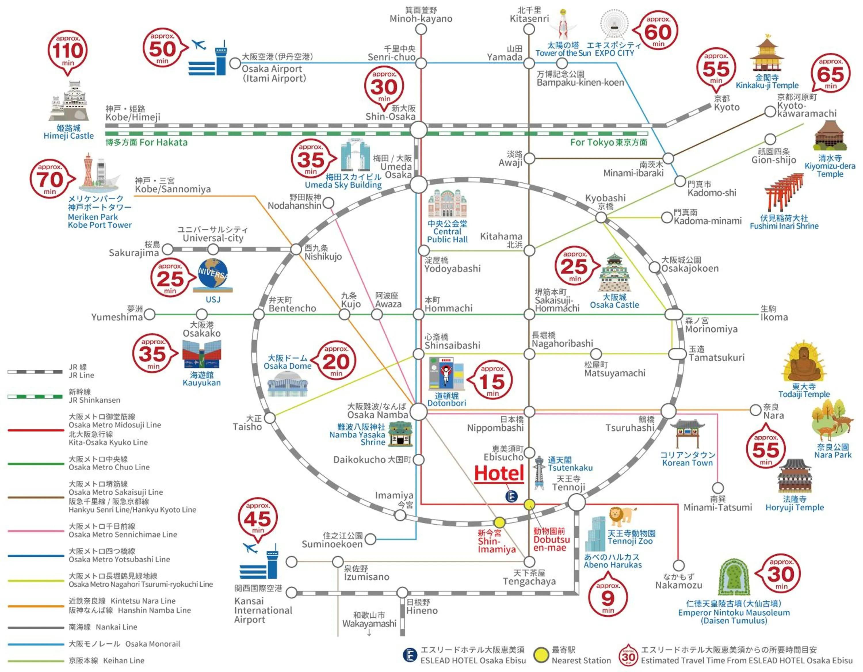 Nearby landmark in ESLEAD HOTEL Osaka Ebisu