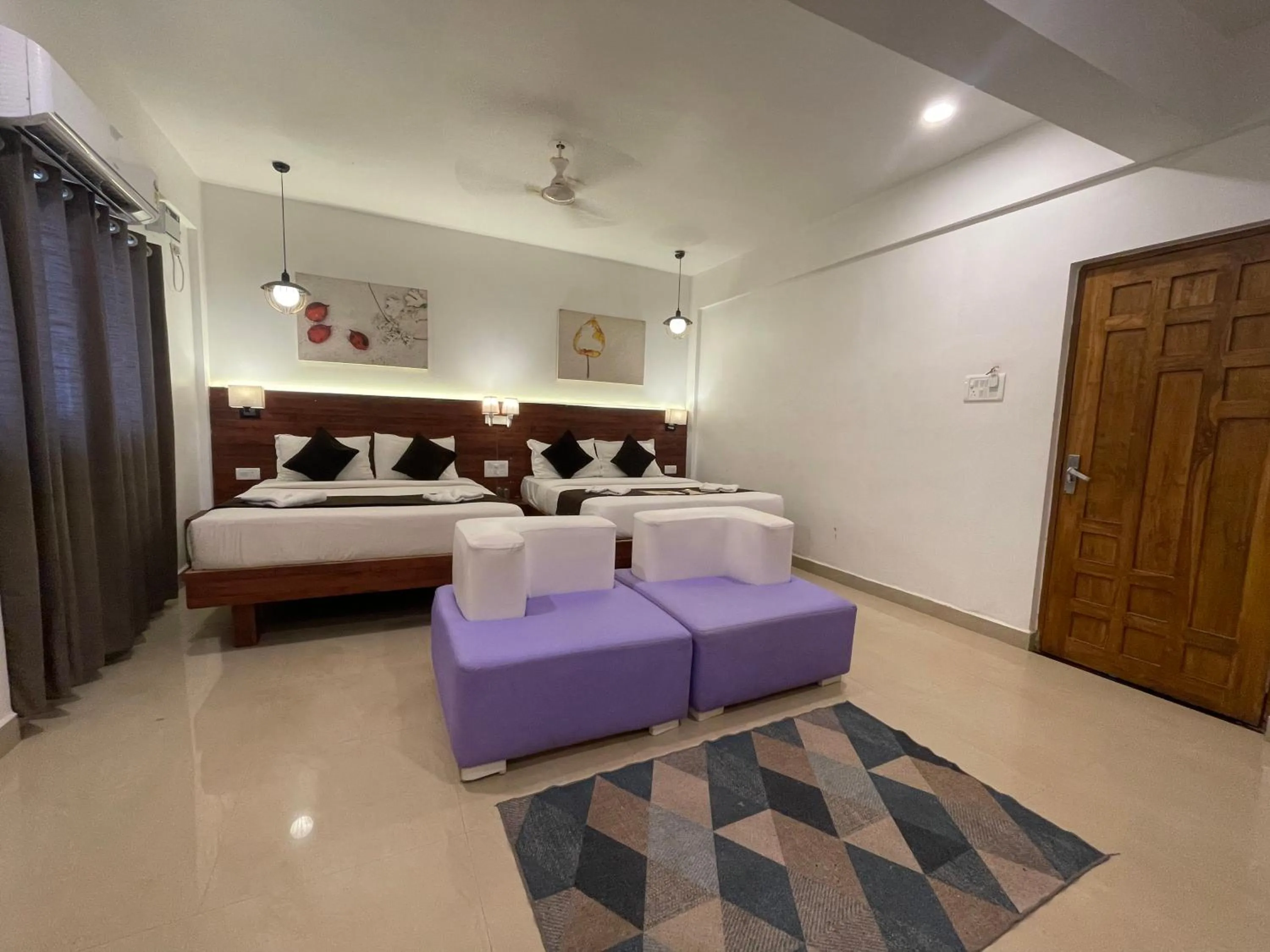 Shower, Bed in Yellow Sky By Rj14, Baga Beach