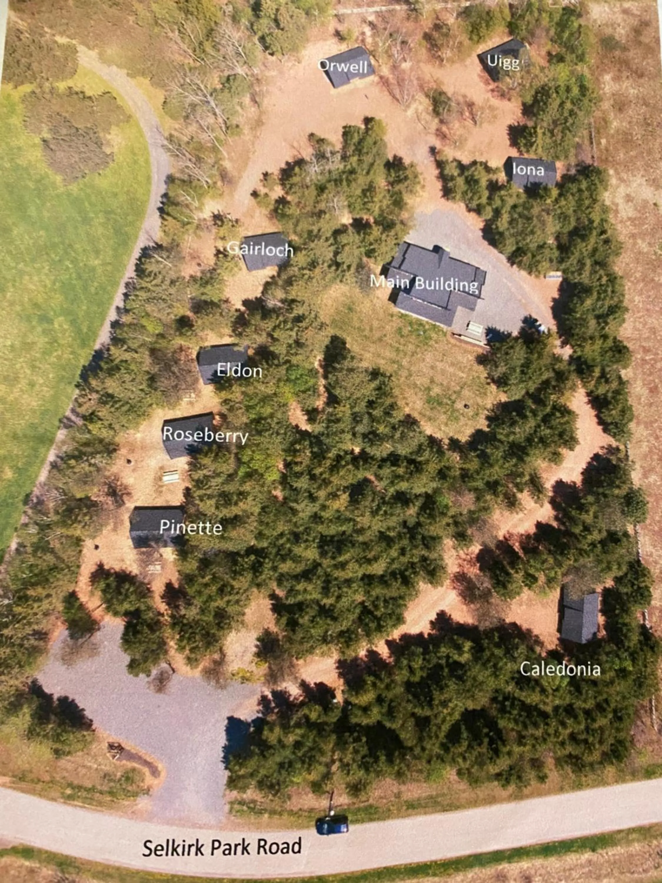 Bird's eye view in Wild Pines Cabins