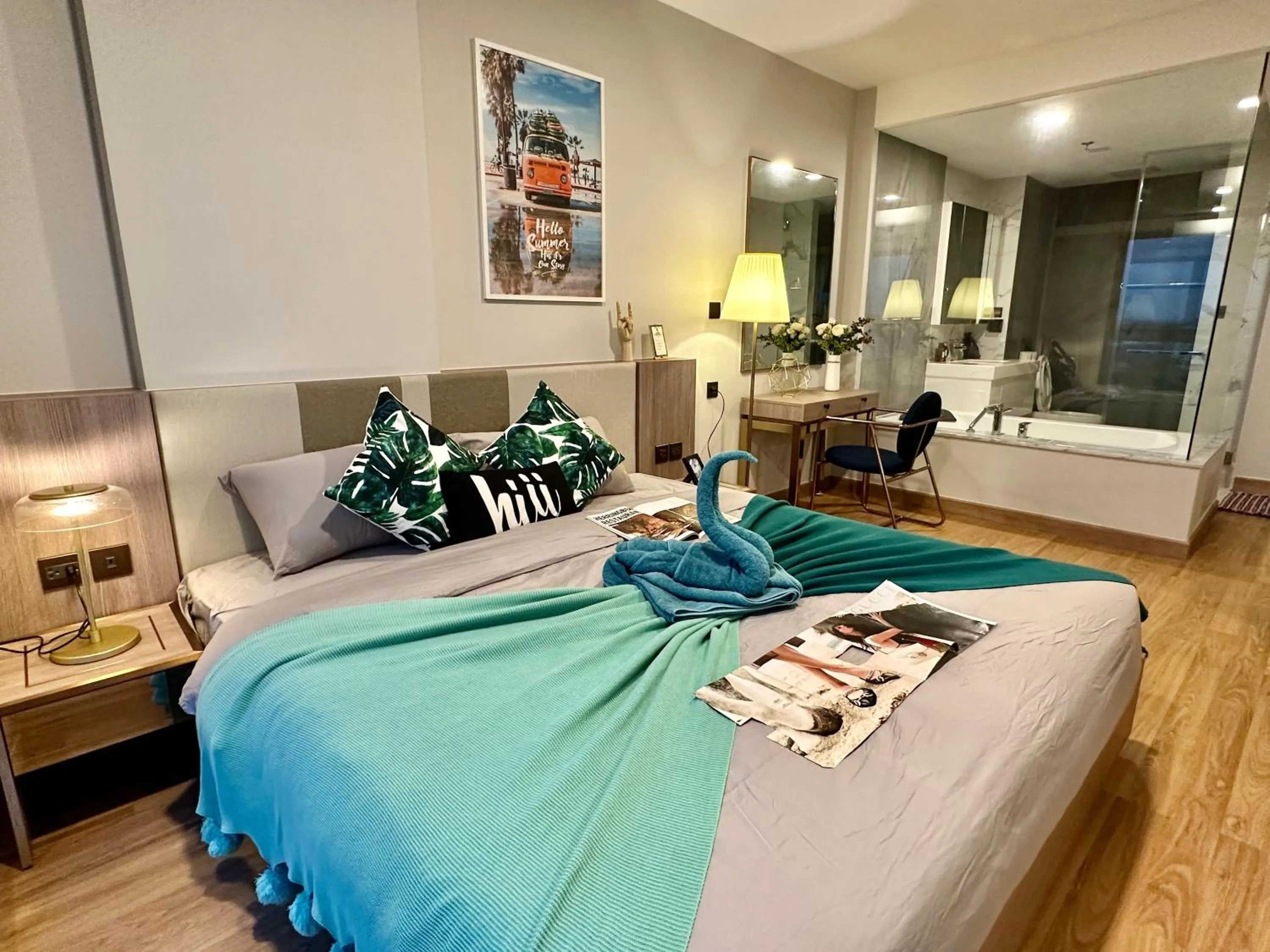 Living room, Bed in Astra Sky River Paronama Pool Luxury Changklan Chiang Mai