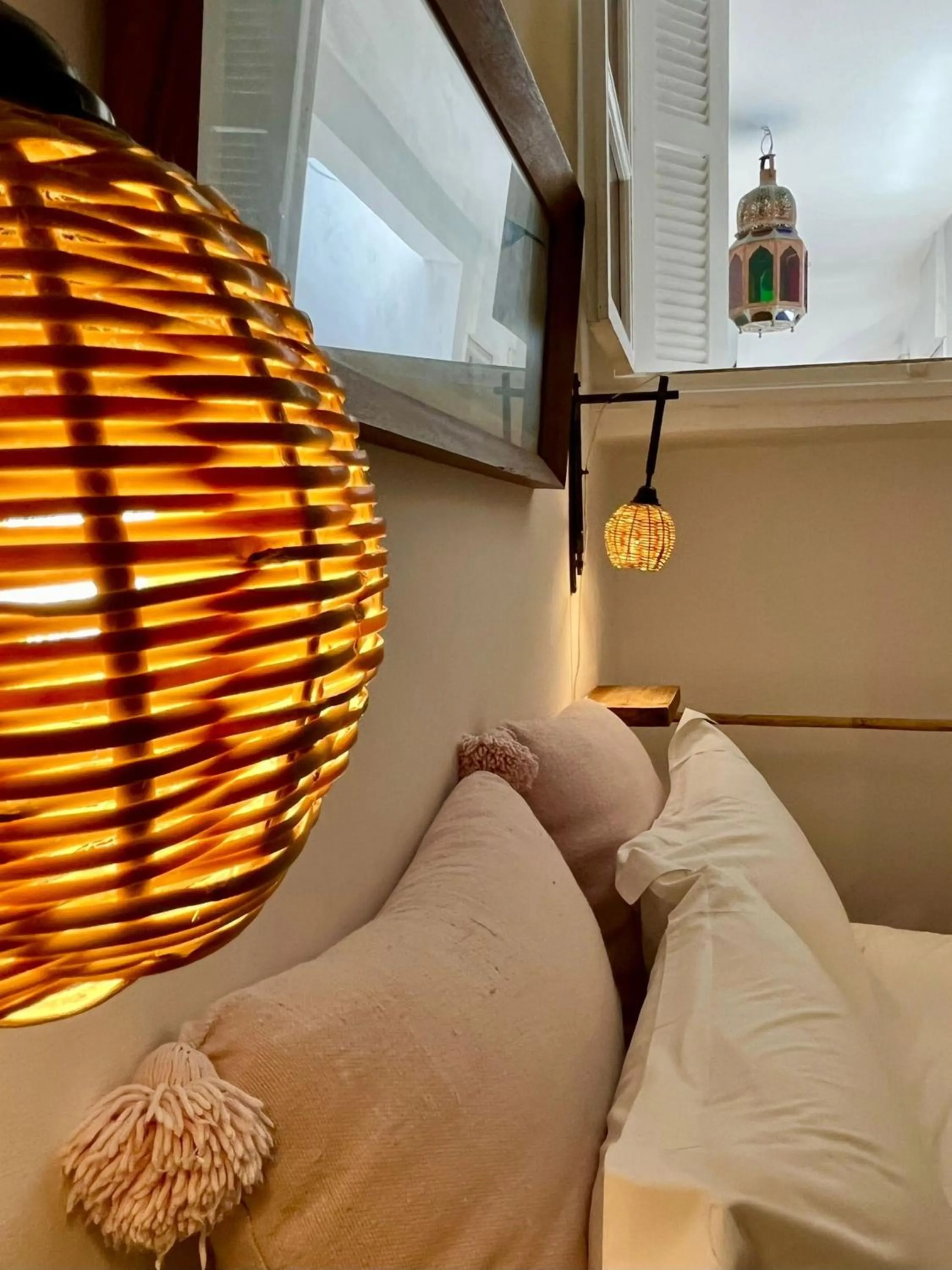 Decorative detail, Bed in Hôtel Emeraude Essaouira