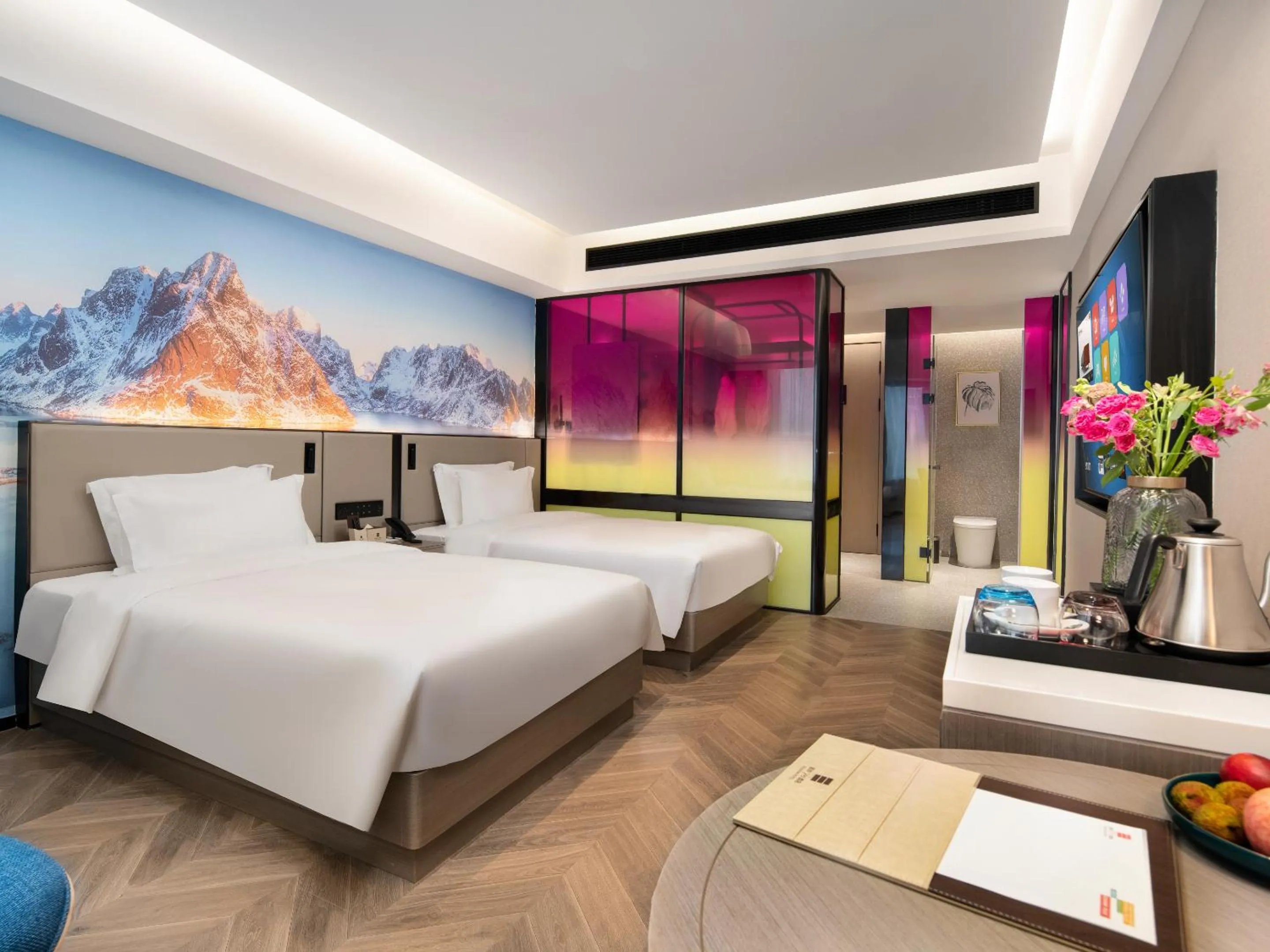 Bed in Echarm PLUS International Hotel Zhujiang New Town Wuyangcun Metro Station