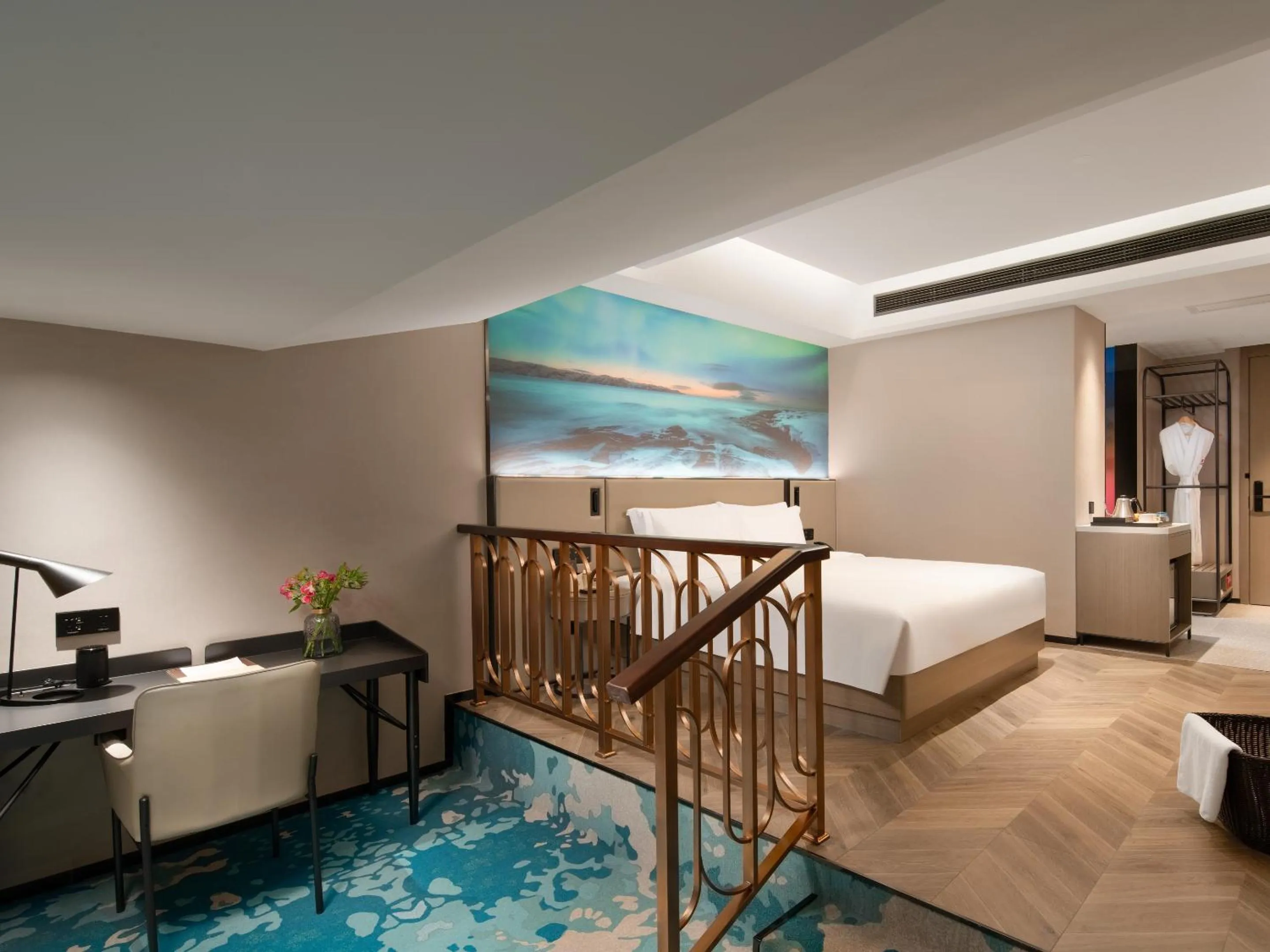 Bed in Echarm PLUS International Hotel Zhujiang New Town Wuyangcun Metro Station