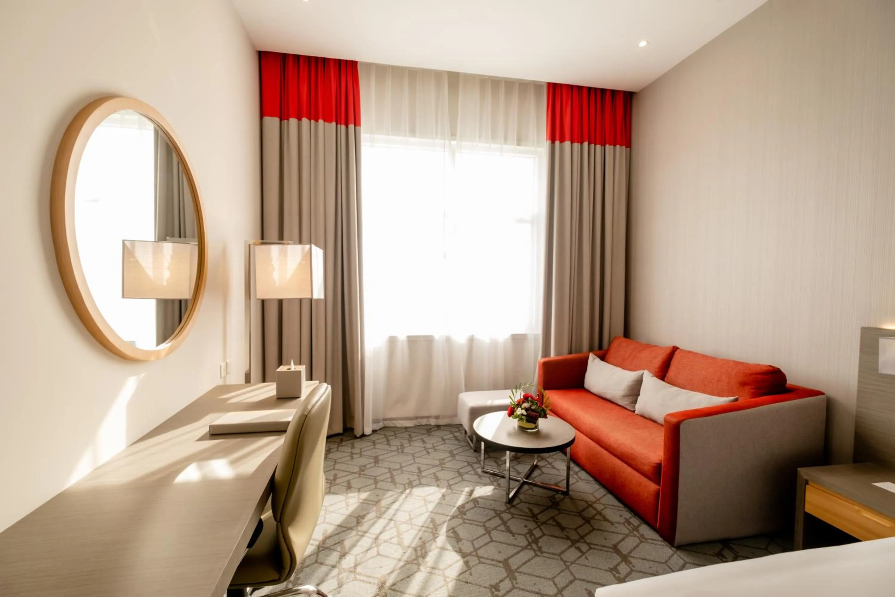 Seating area, Bed in Peony Hotel