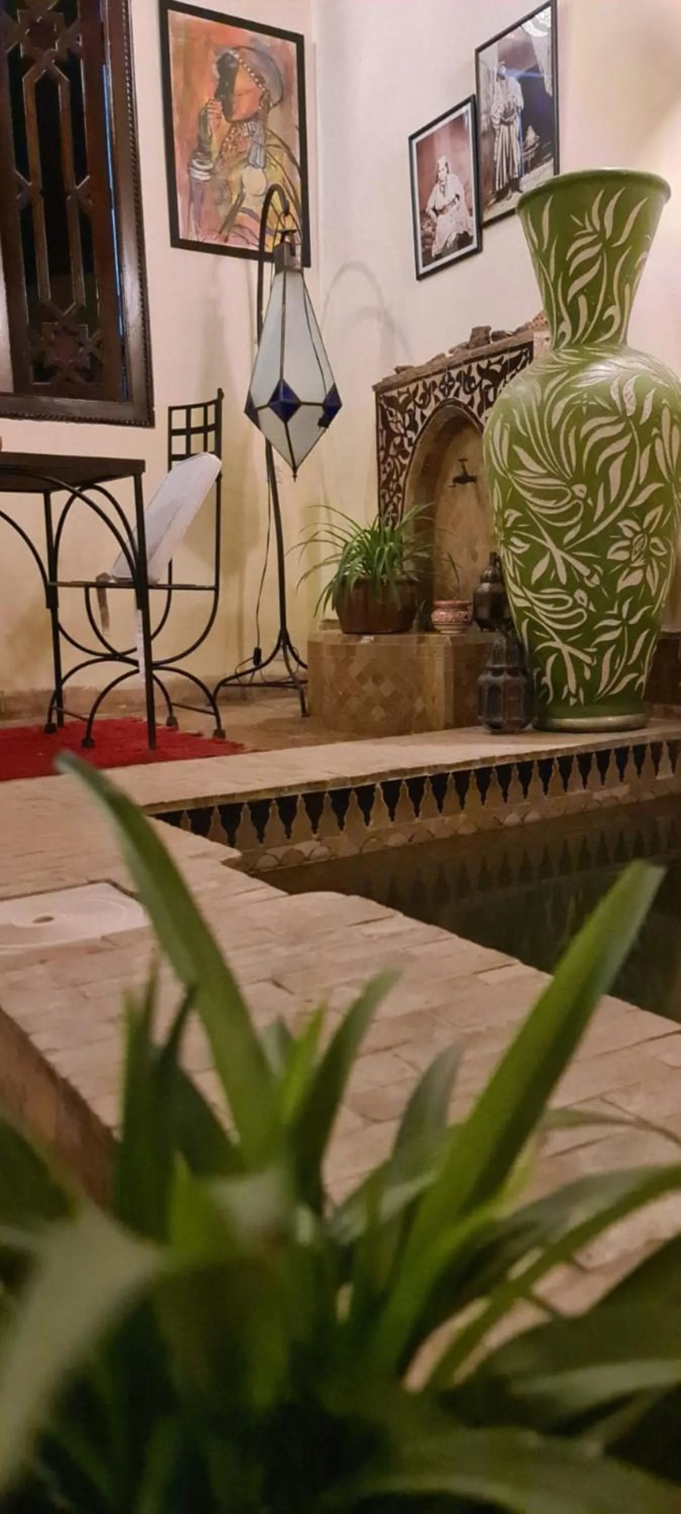 Patio, Bed in Riad Aubrac