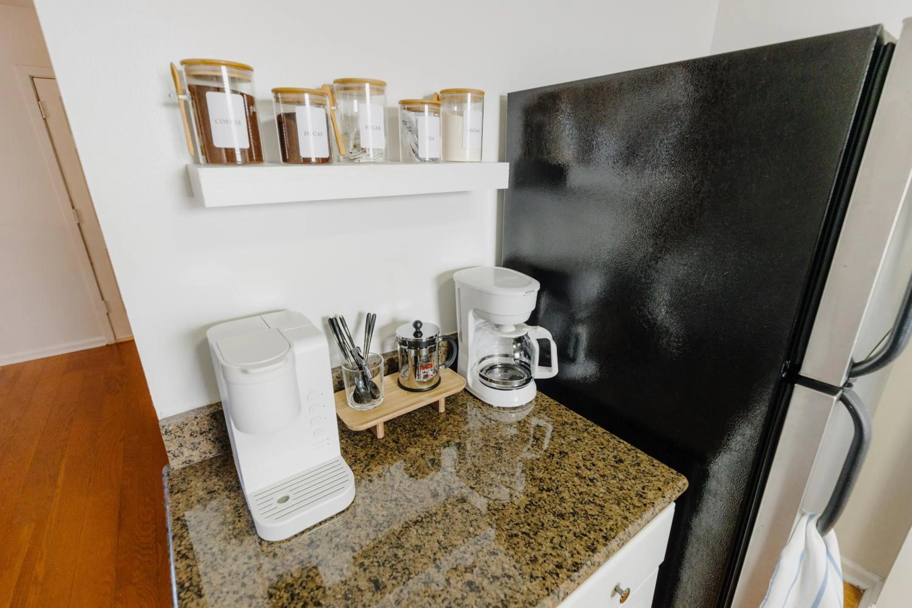 Coffee/tea facilities in Centrally Located 2BR Overton Square Unit 2 Fast WiFi Free Parking Yes Pets