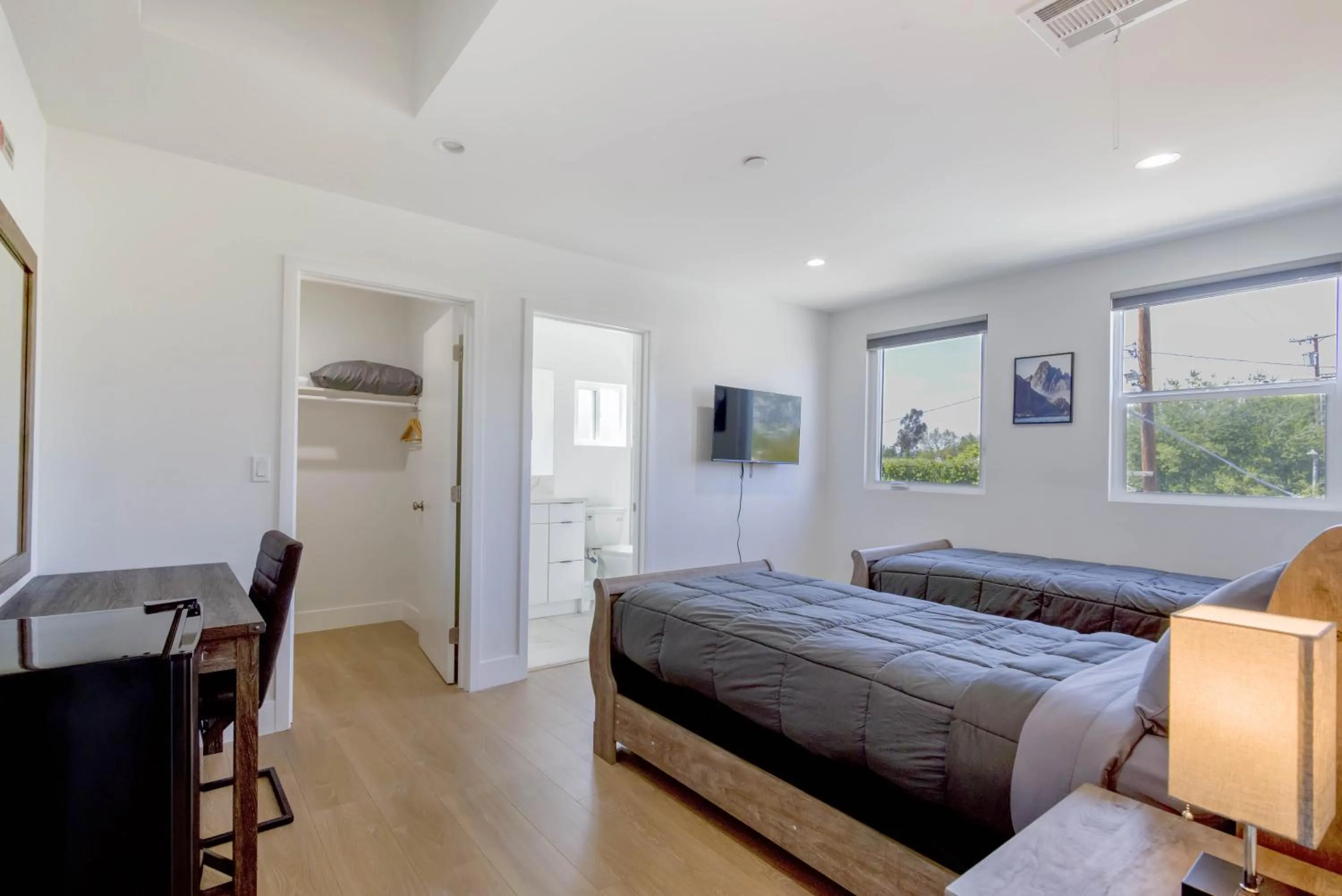 Bedroom, Bed in Modern Apartment in Studio City