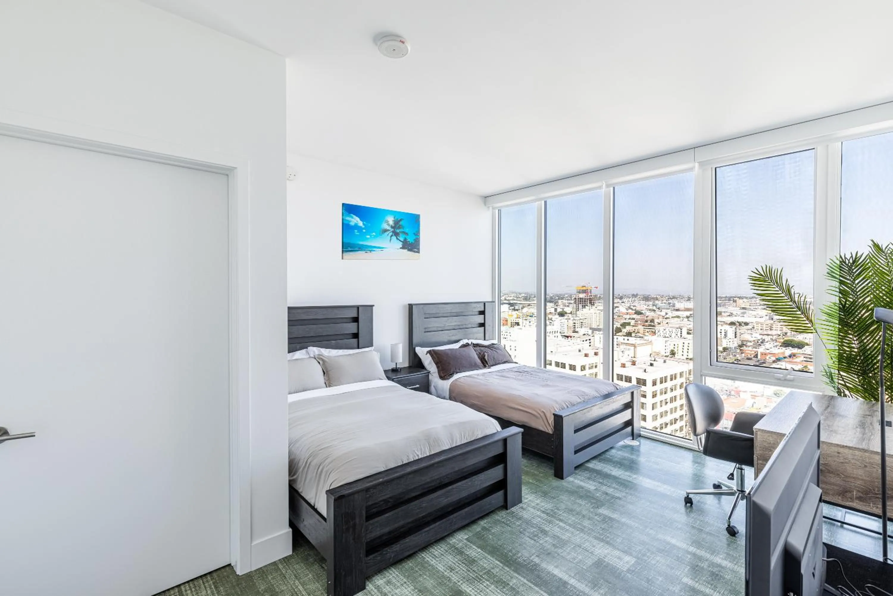 Bedroom, Bed in Top Floor High Rise 3 Bed DTLA Skyscraper Penthouse