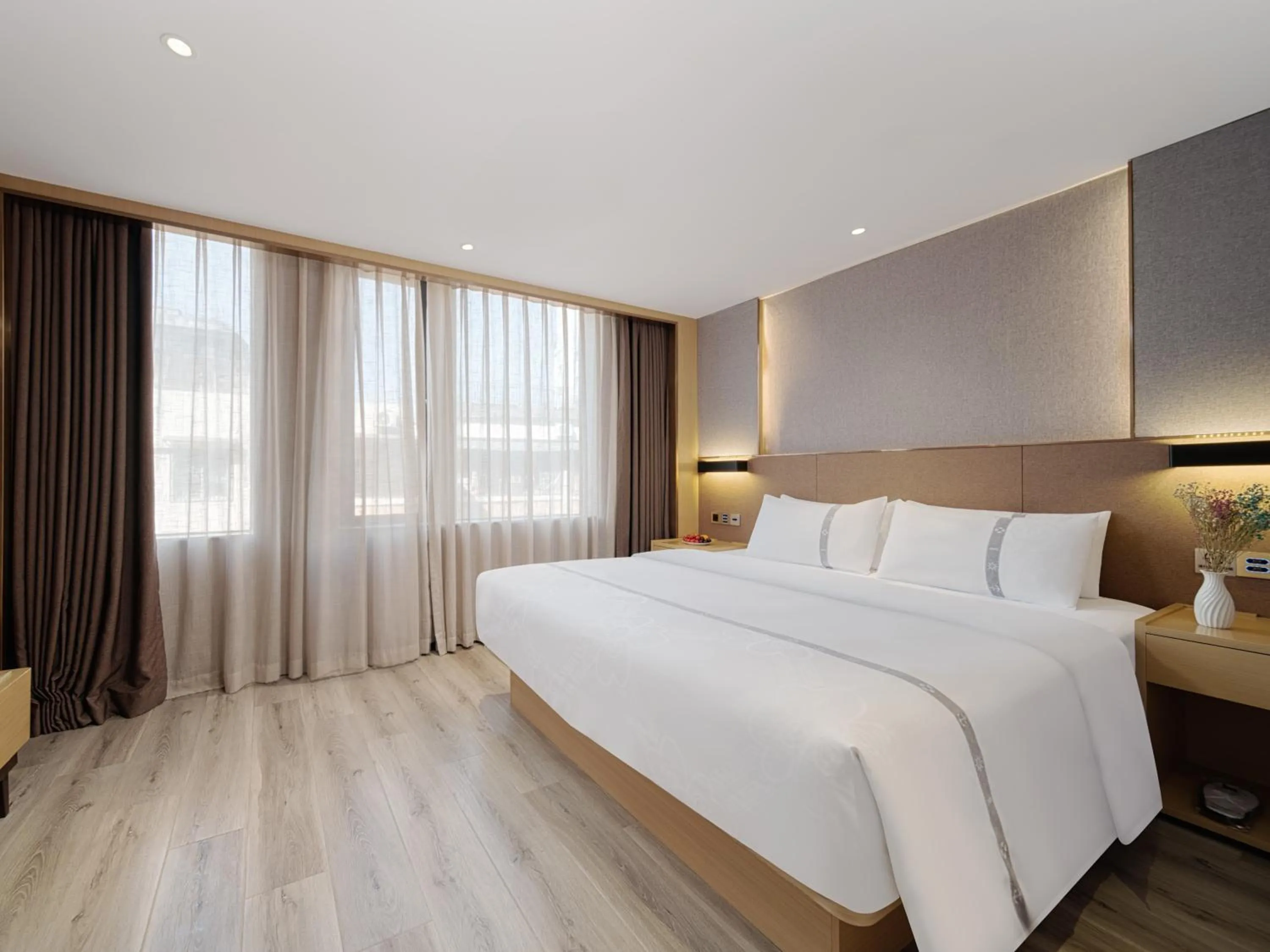 Bed in Yishang Hotel - Guangzhou Railway Station Yuexiu Park Subway Station