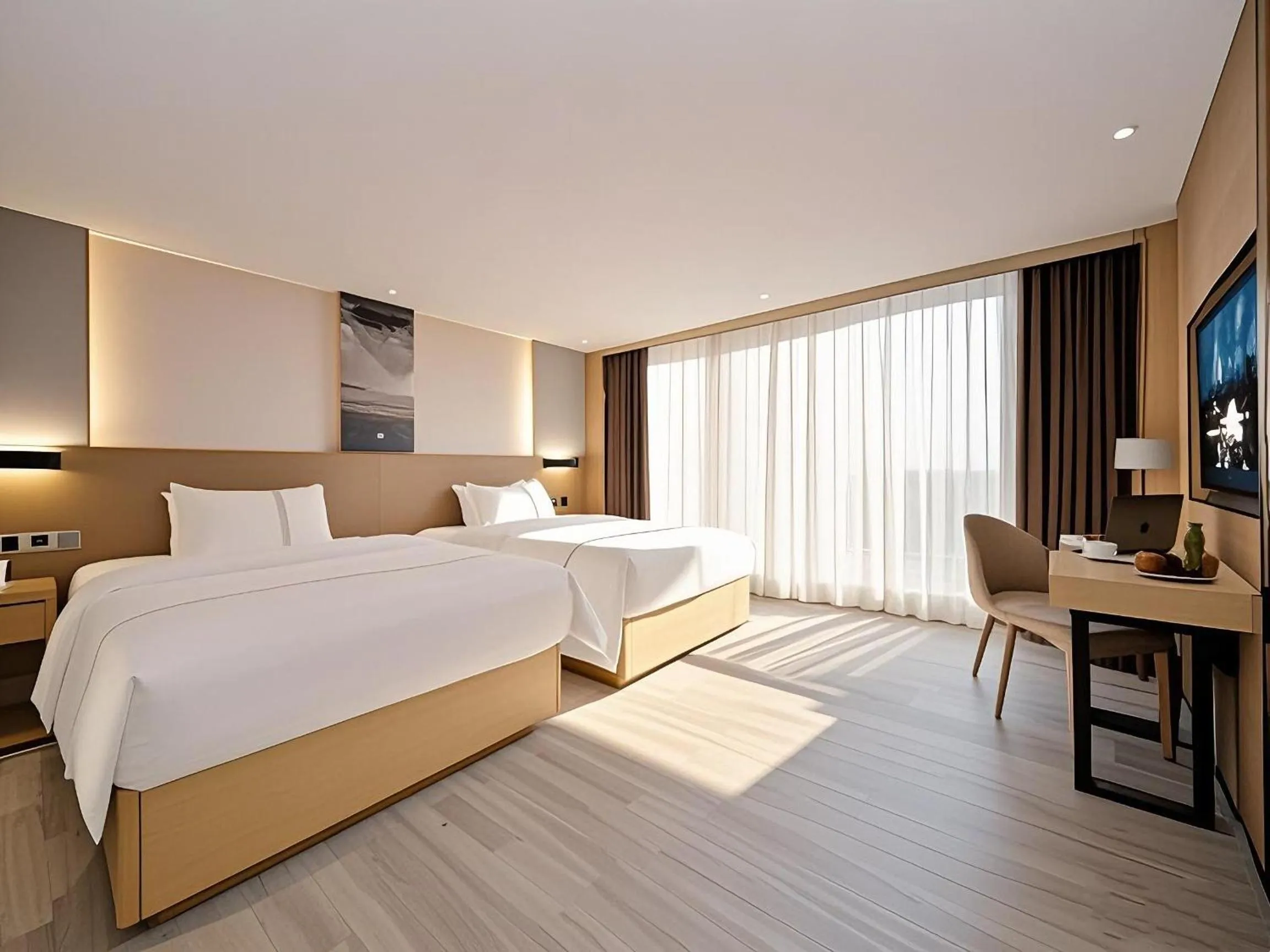 Bed in Yishang Hotel - Guangzhou Railway Station Yuexiu Park Subway Station