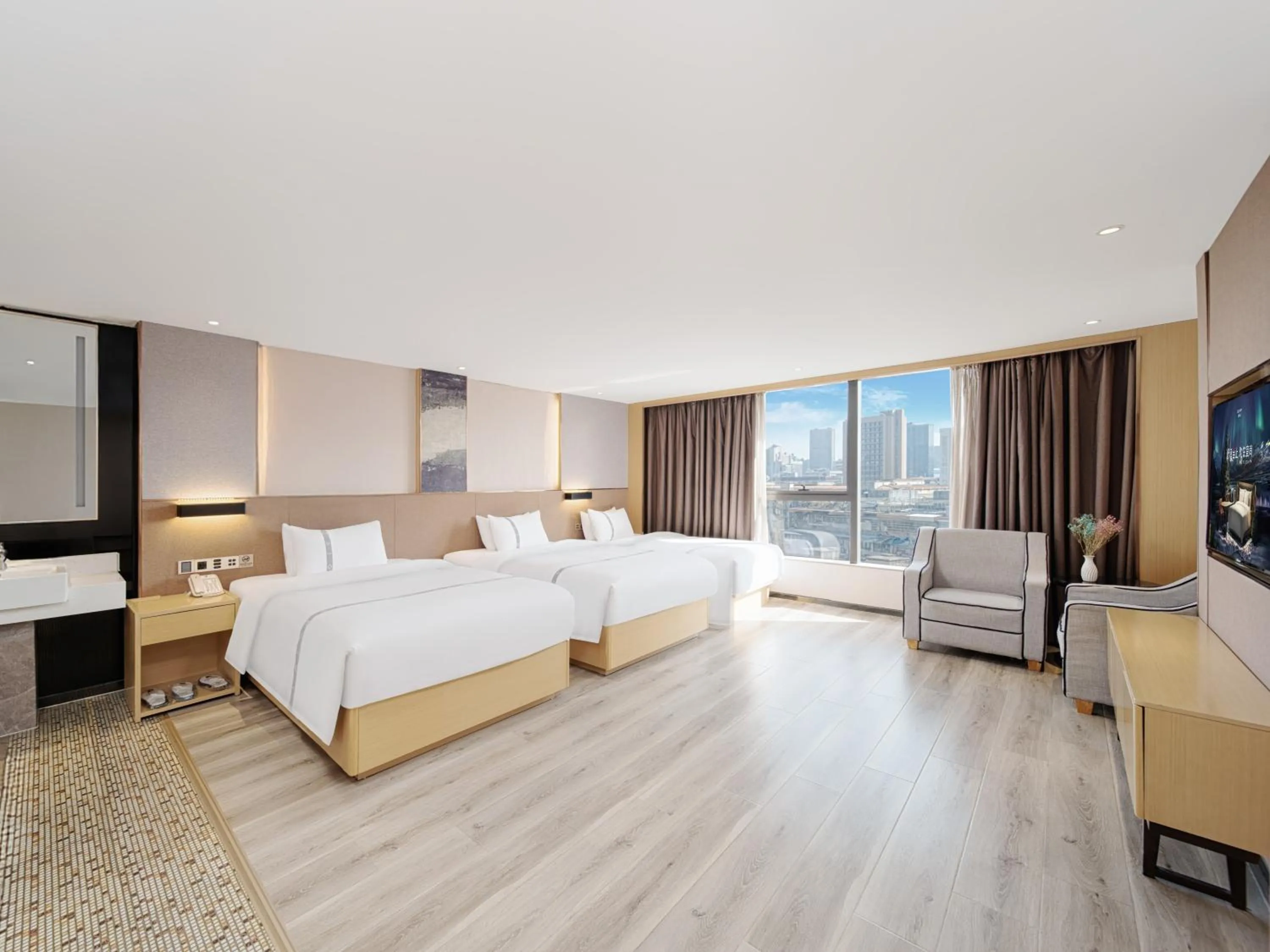 Bed in Yishang Hotel - Guangzhou Railway Station Yuexiu Park Subway Station