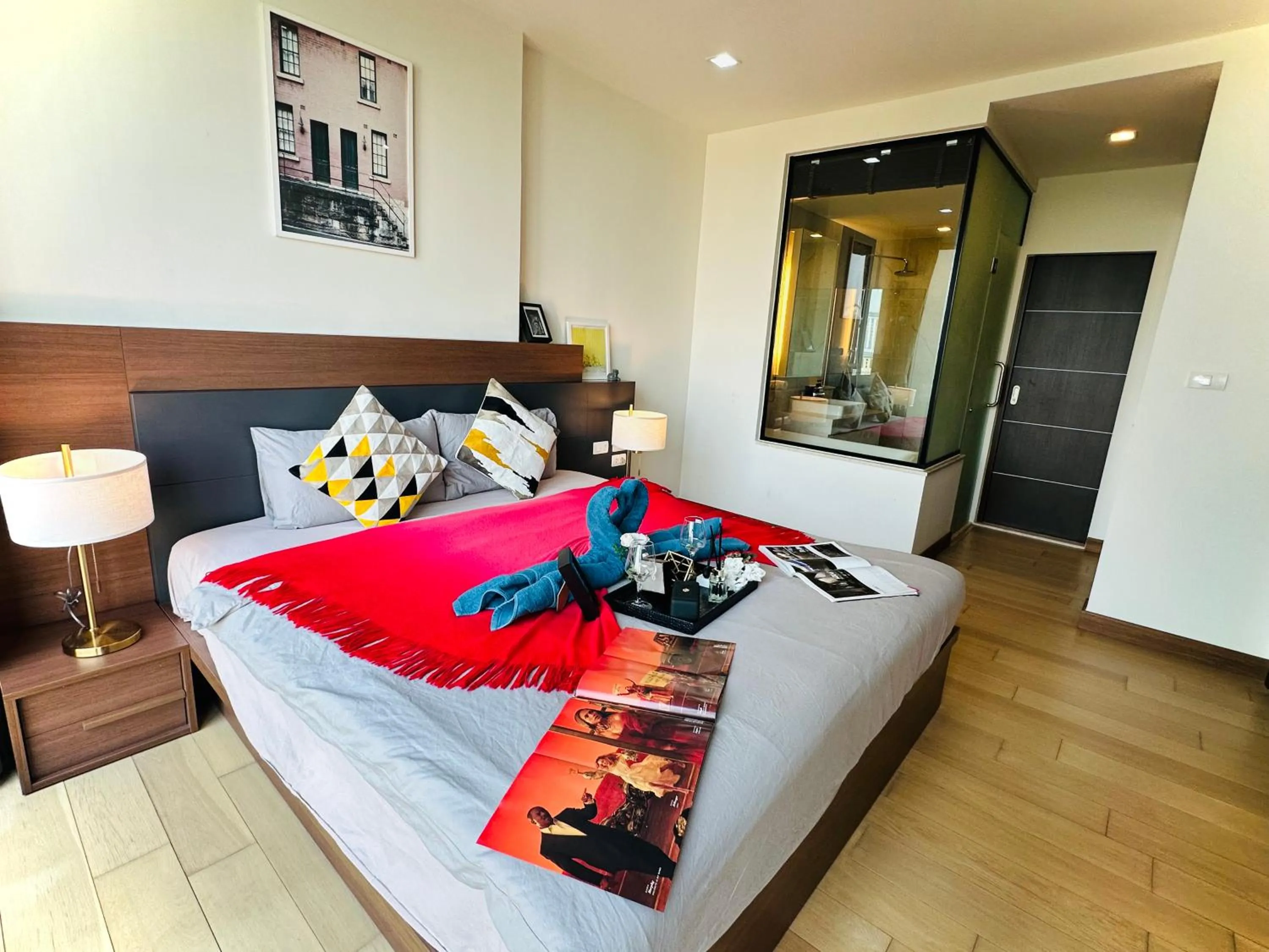 Bed in The Astra Condo Changkhlan in Chiang Mai