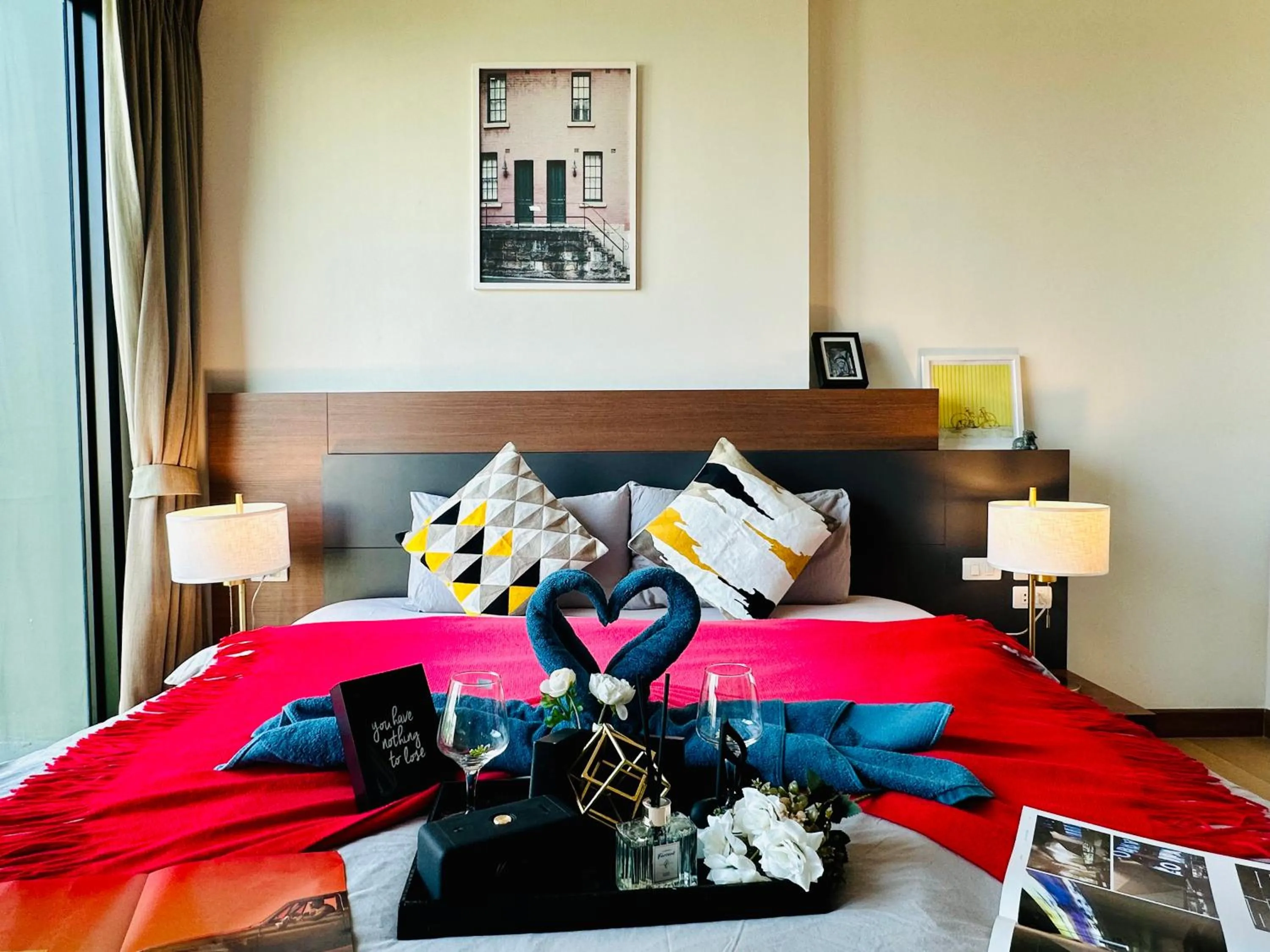 Bedroom, Bed in The Astra Condo Changkhlan in Chiang Mai