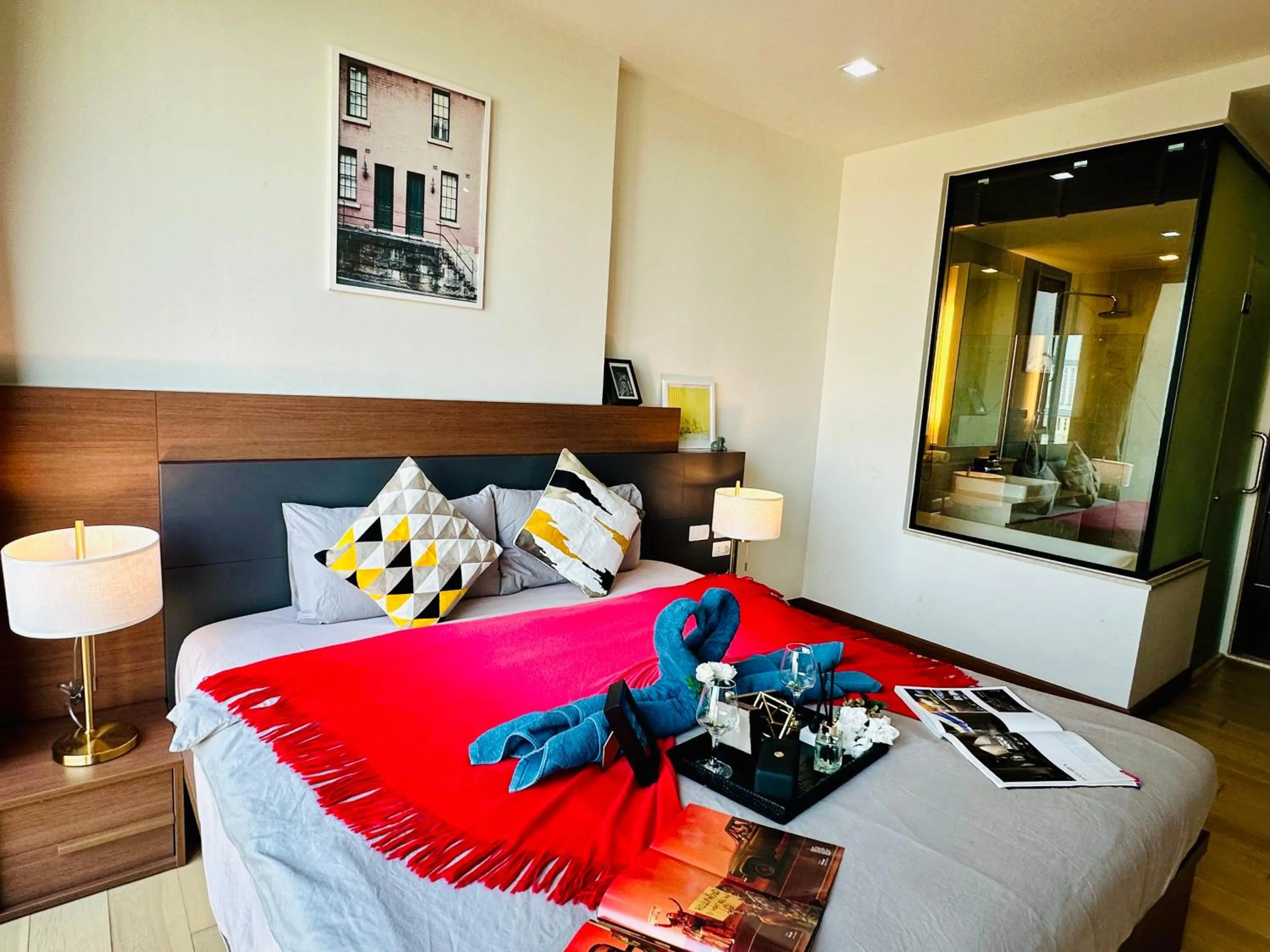 Bed in The Astra Condo Changkhlan in Chiang Mai