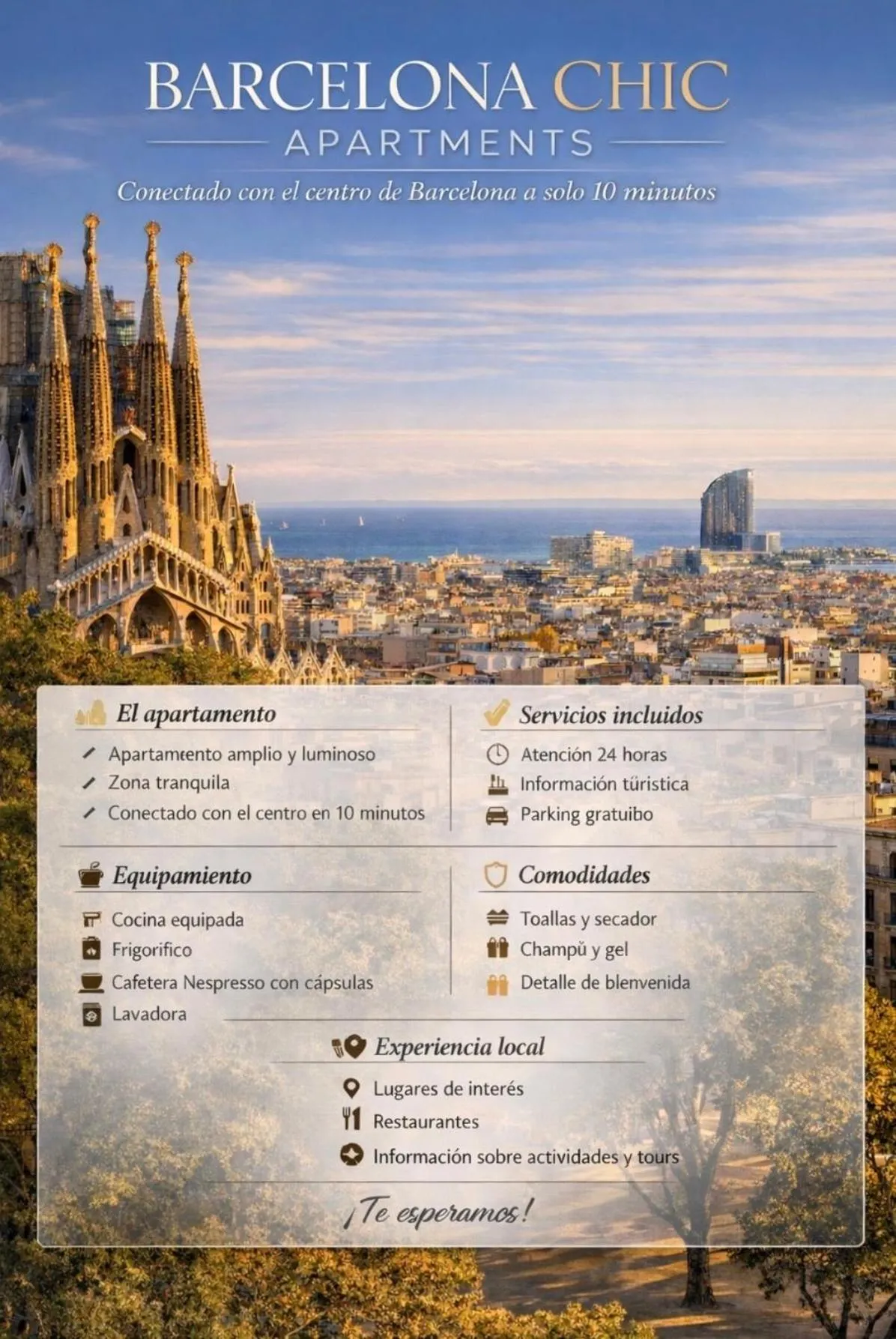 Barcelona Chic Apartments- Free Parking - 10 min BCN center by metro
