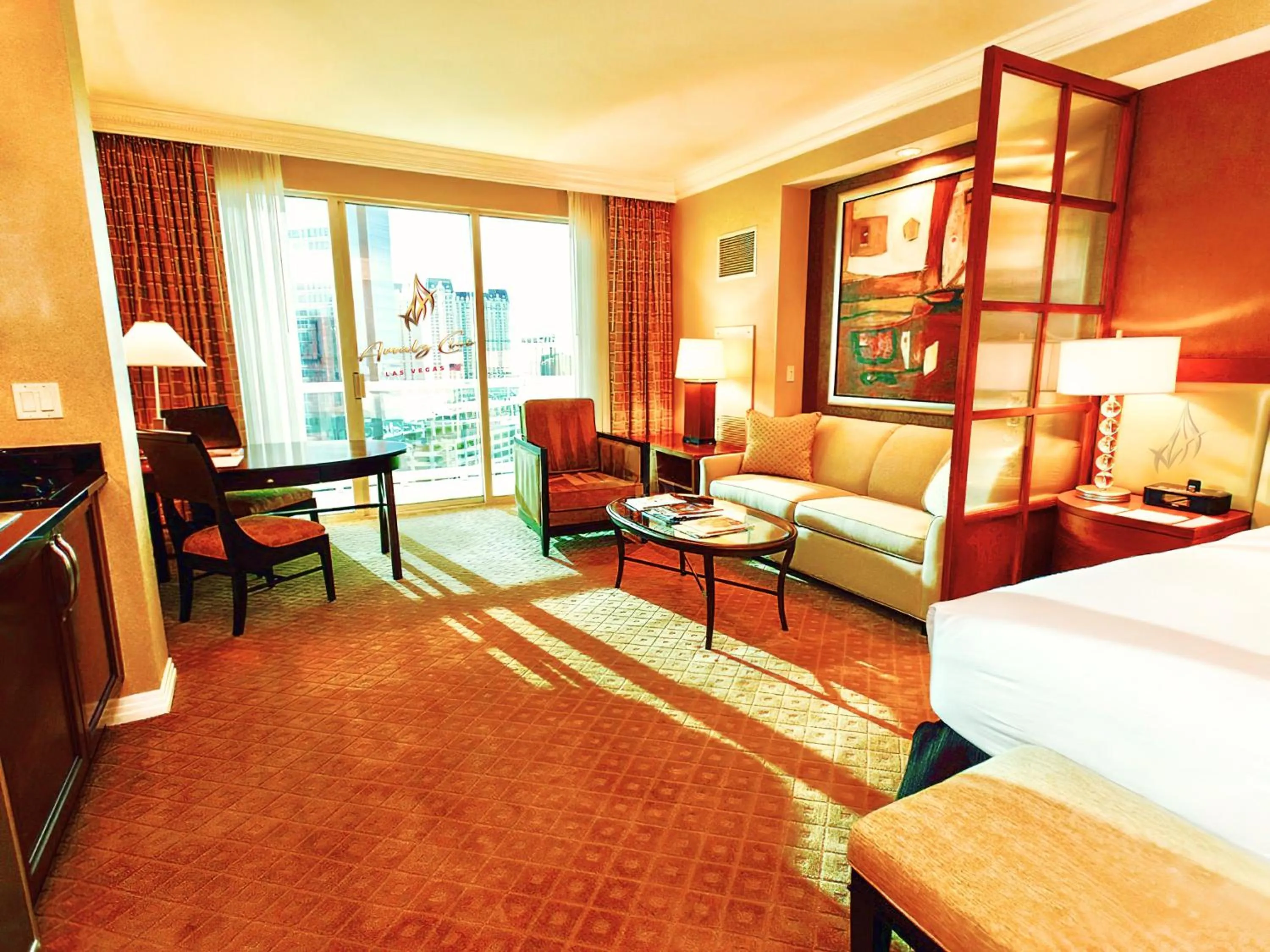 Living room, Bed in Amalz 2 Bedroom 3 Bathroom Balcony Suites at Mgm Signature !