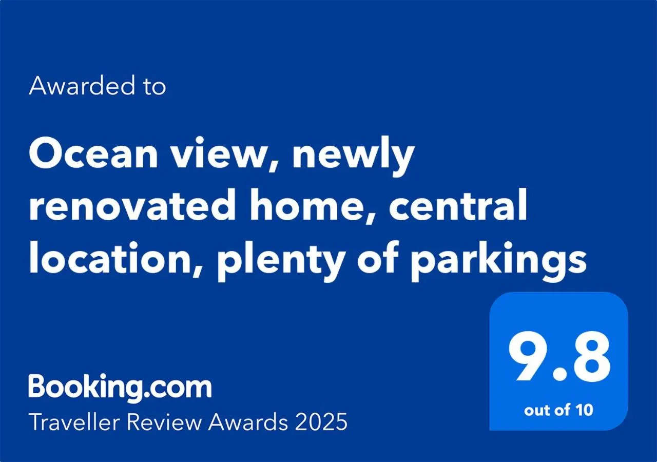 Certificate/Award in Ocean view, newly renovated home, central location, plenty of parkings