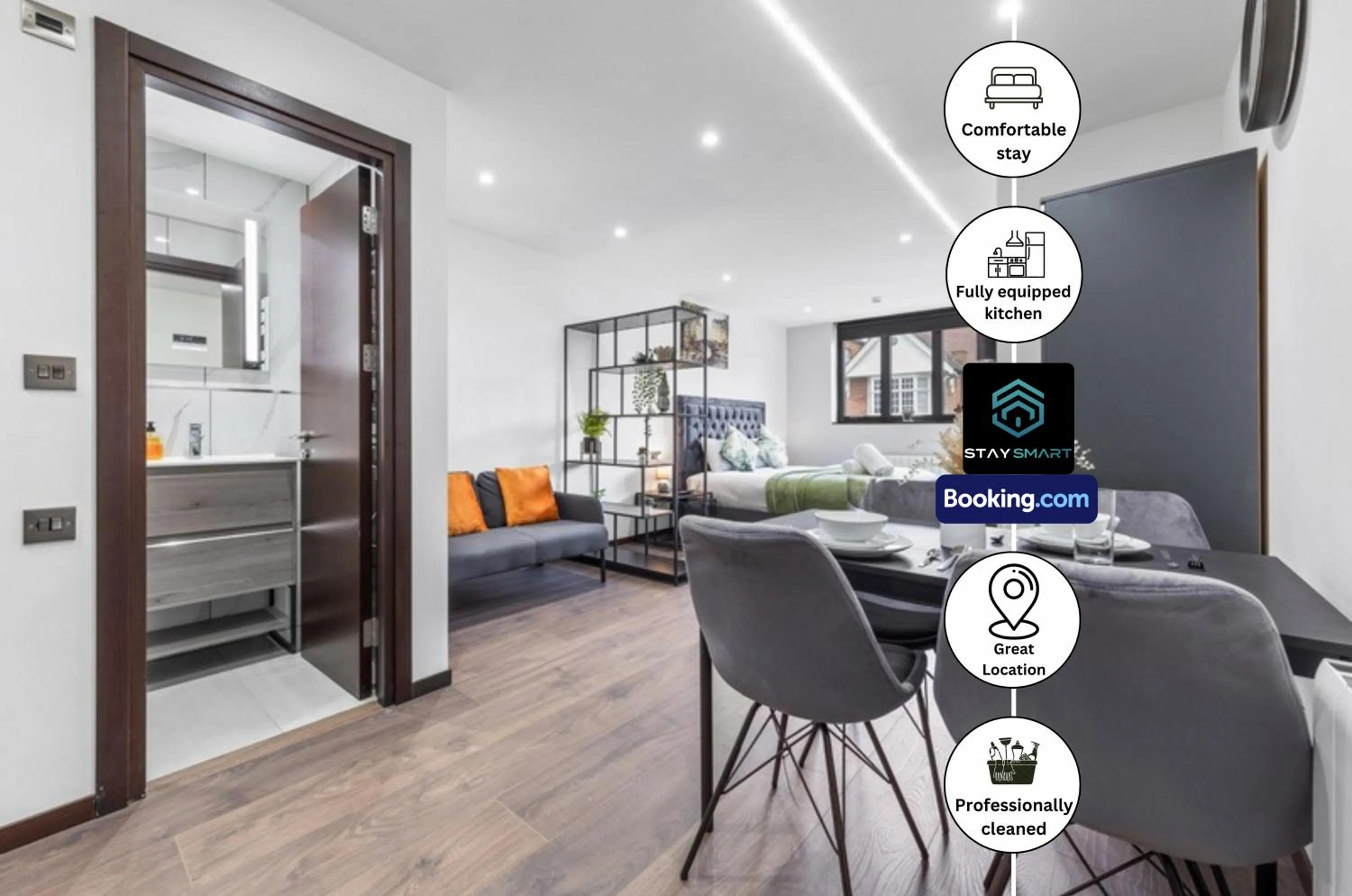 Kitchen or kitchenette in Stylish Studio Apt By Stay Smart Short Lets & Serviced Accommodation Woodstock With Free WiFi