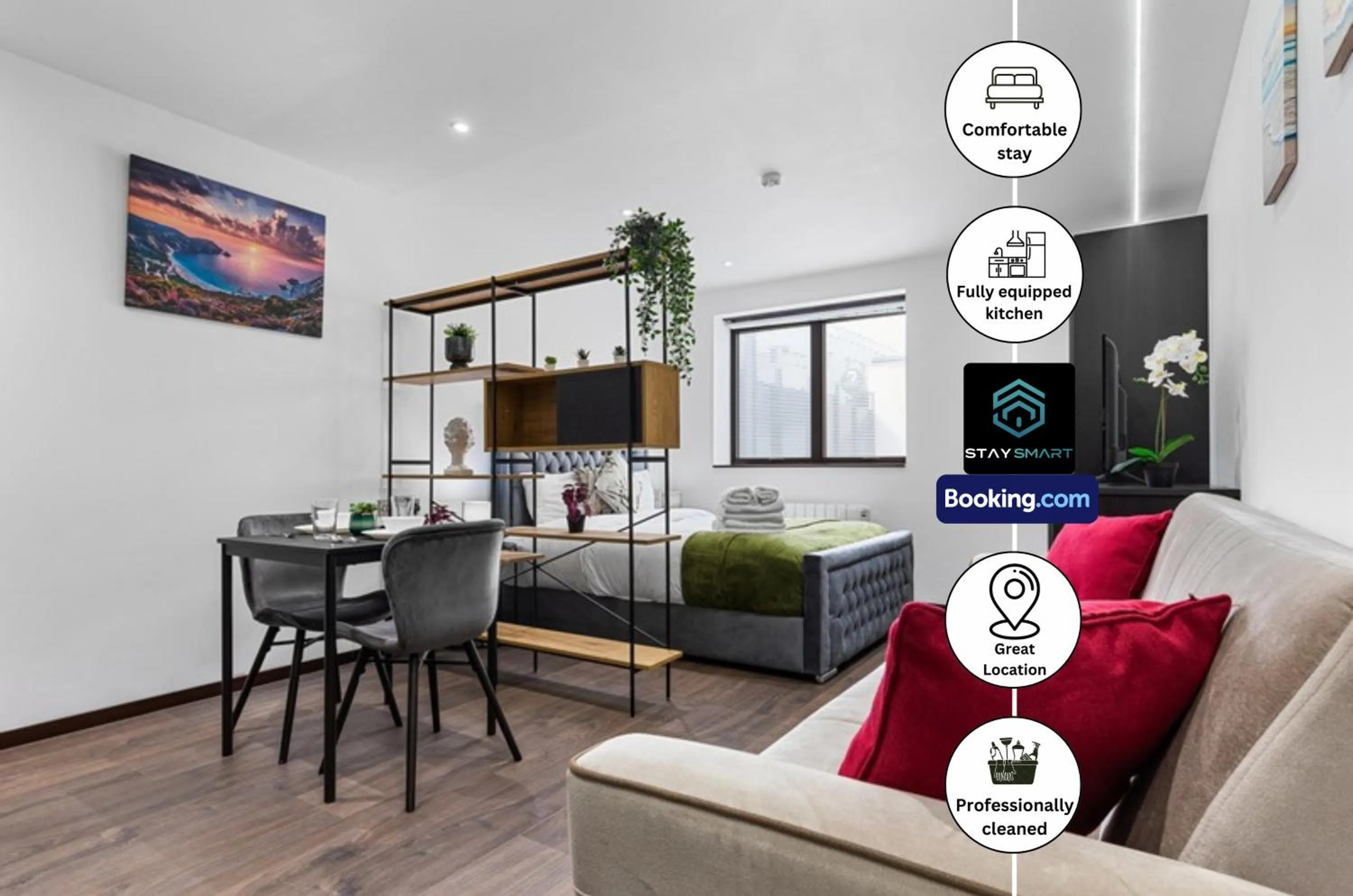 Living room in Stylish Studio Apt By Stay Smart Short Lets & Serviced Accommodation Woodstock With Free WiFi