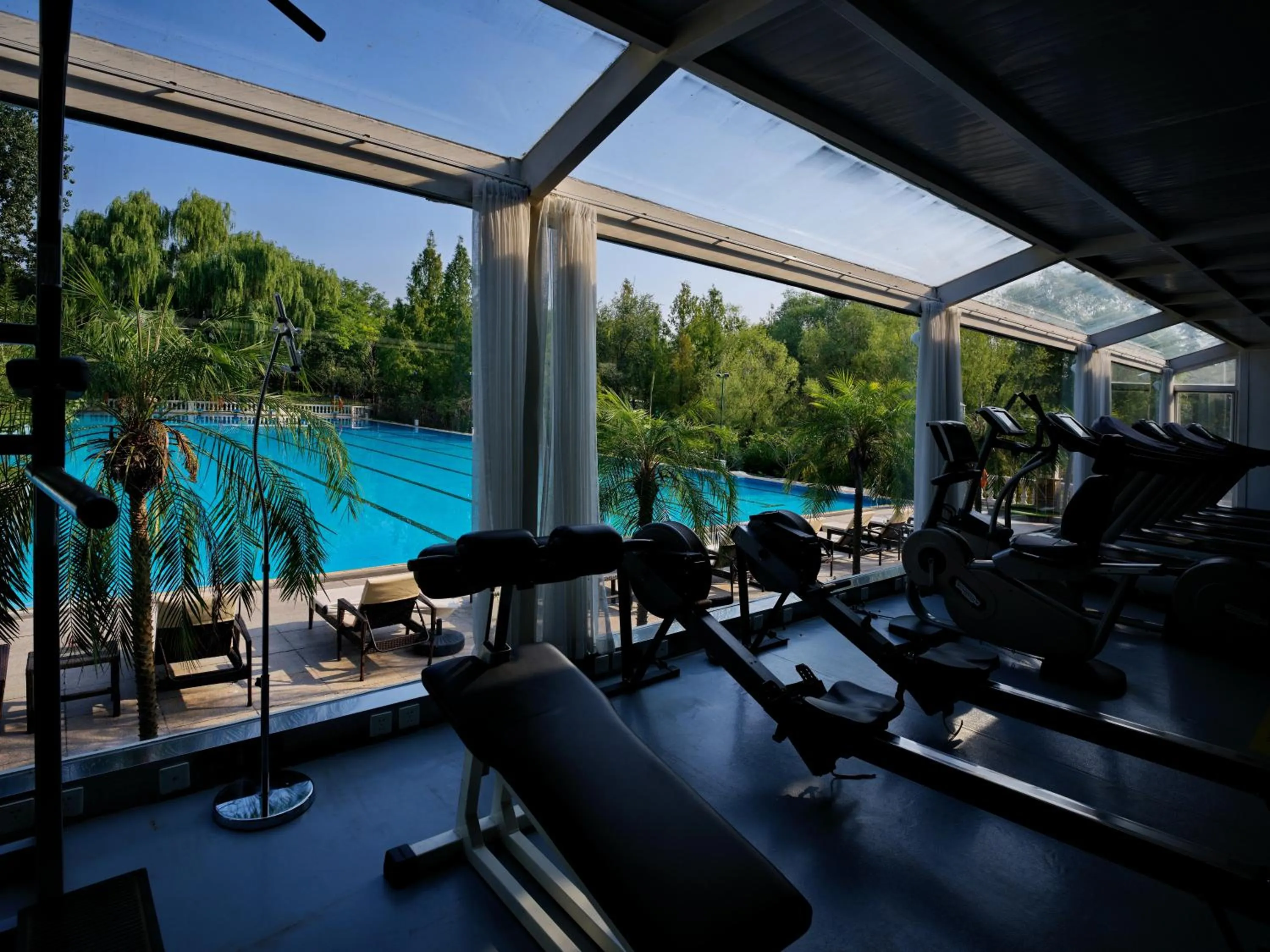 Fitness centre/facilities in Zhi Resort Beijing&Peafowl Garden&Breakfast with Deer&Private Hot Spring&50 Meter Swimming Pool&Free Coffee&Close to Olympic Forest Park