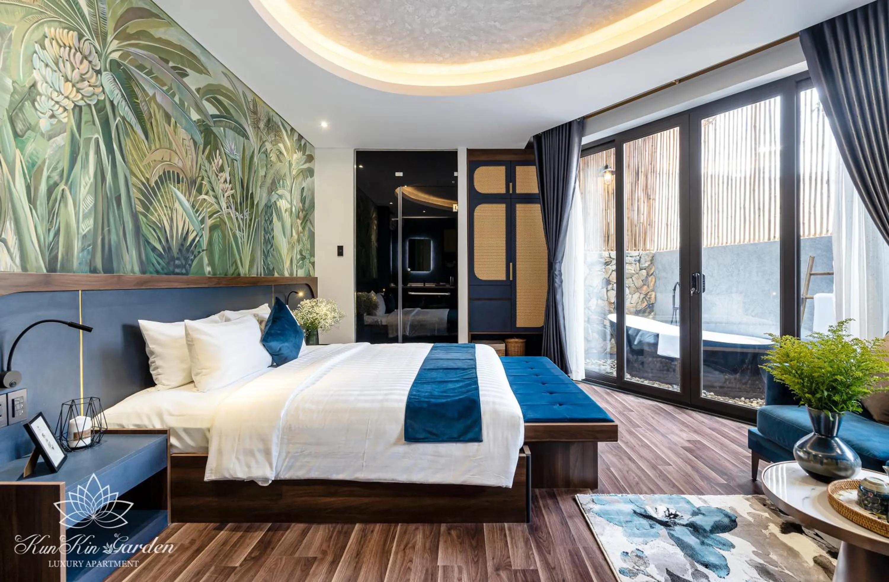 View (from property/room), Bed in KunKin Garden Aparthotel