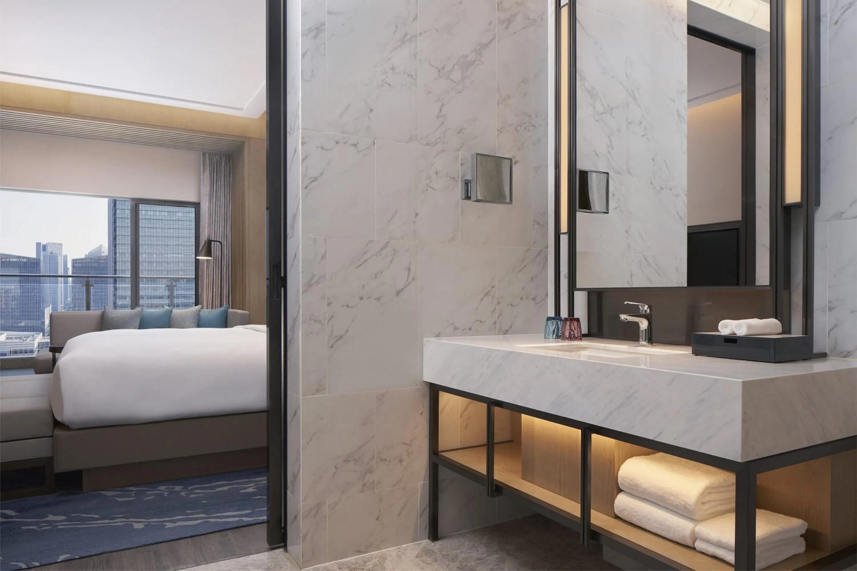 Bathroom, Bed in Courtyard by Marriott Foshan