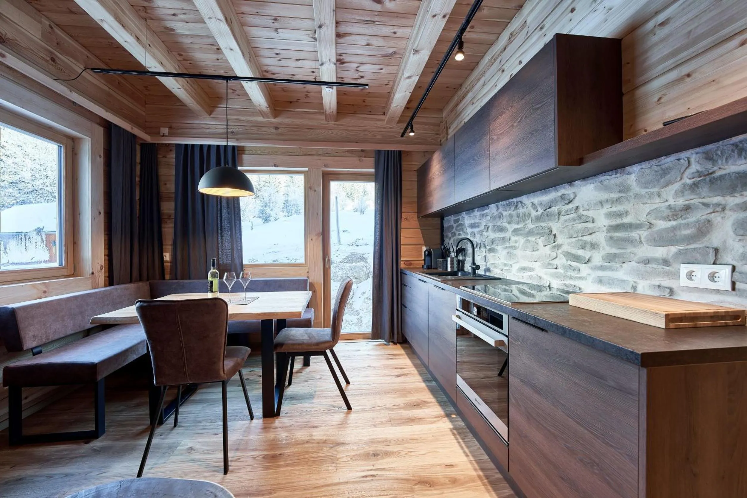 Kitchen or kitchenette in Xeis Natur Apartments