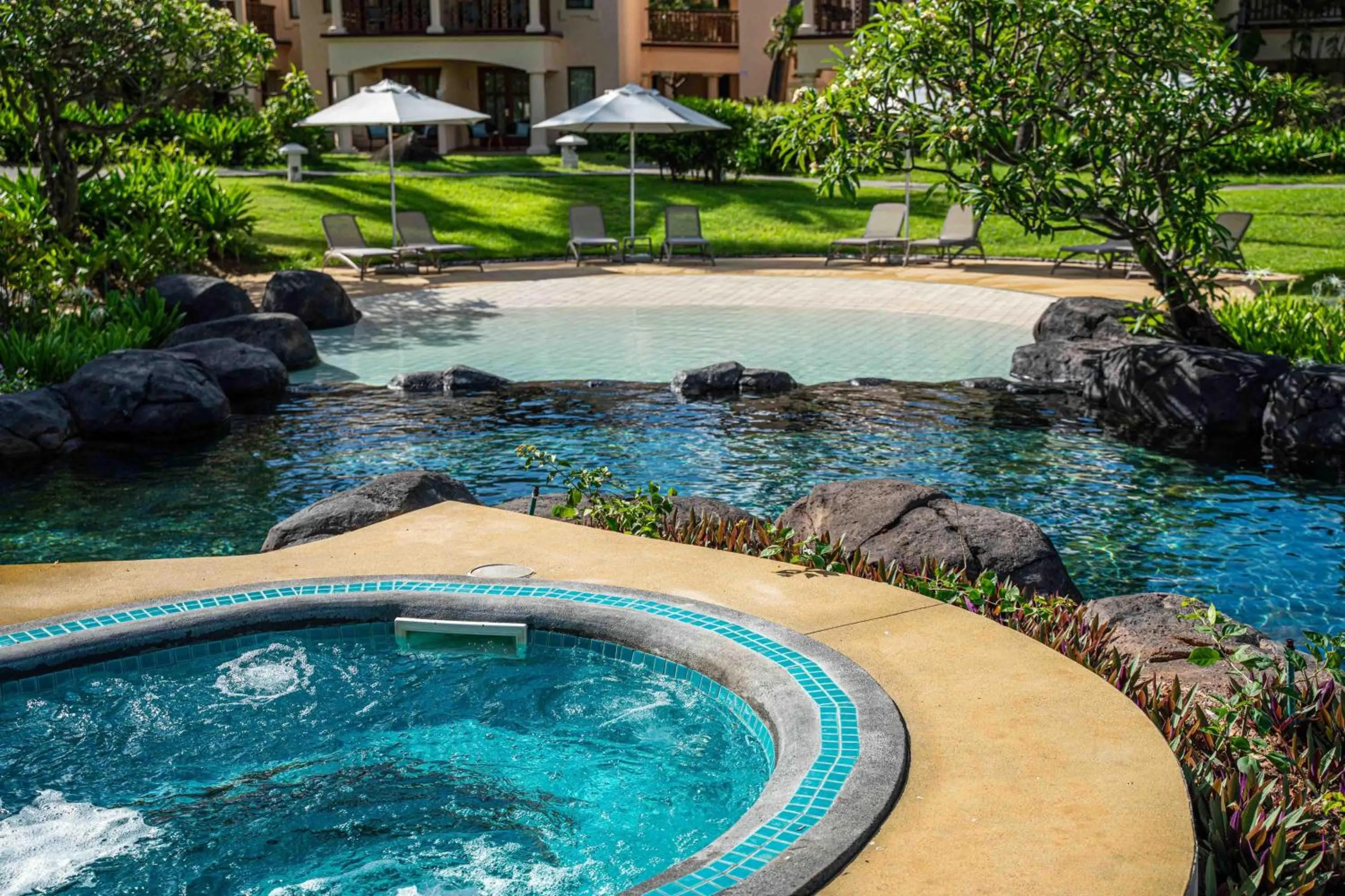 Pool view in Hilton Mauritius Resort & Spa