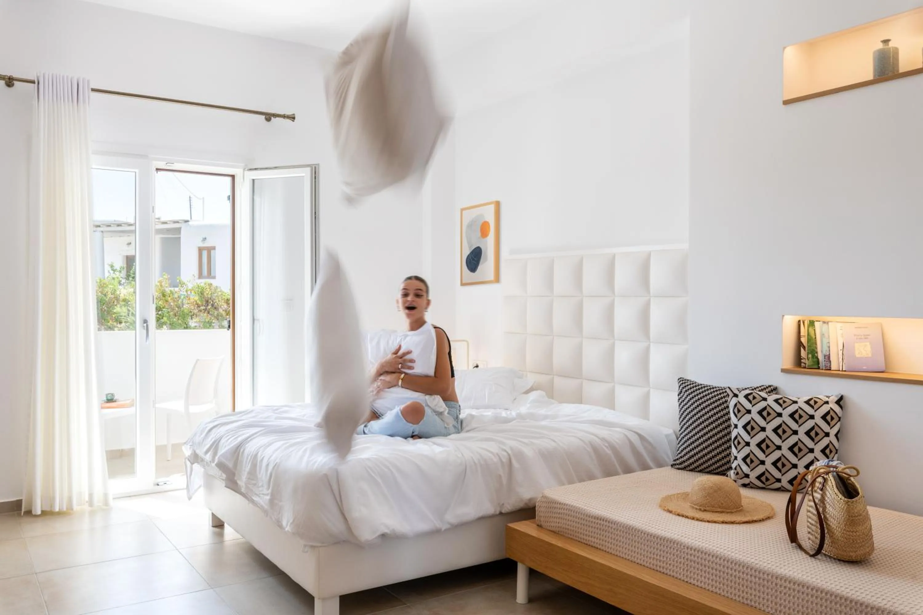 Bed in Mykonaki Hotel