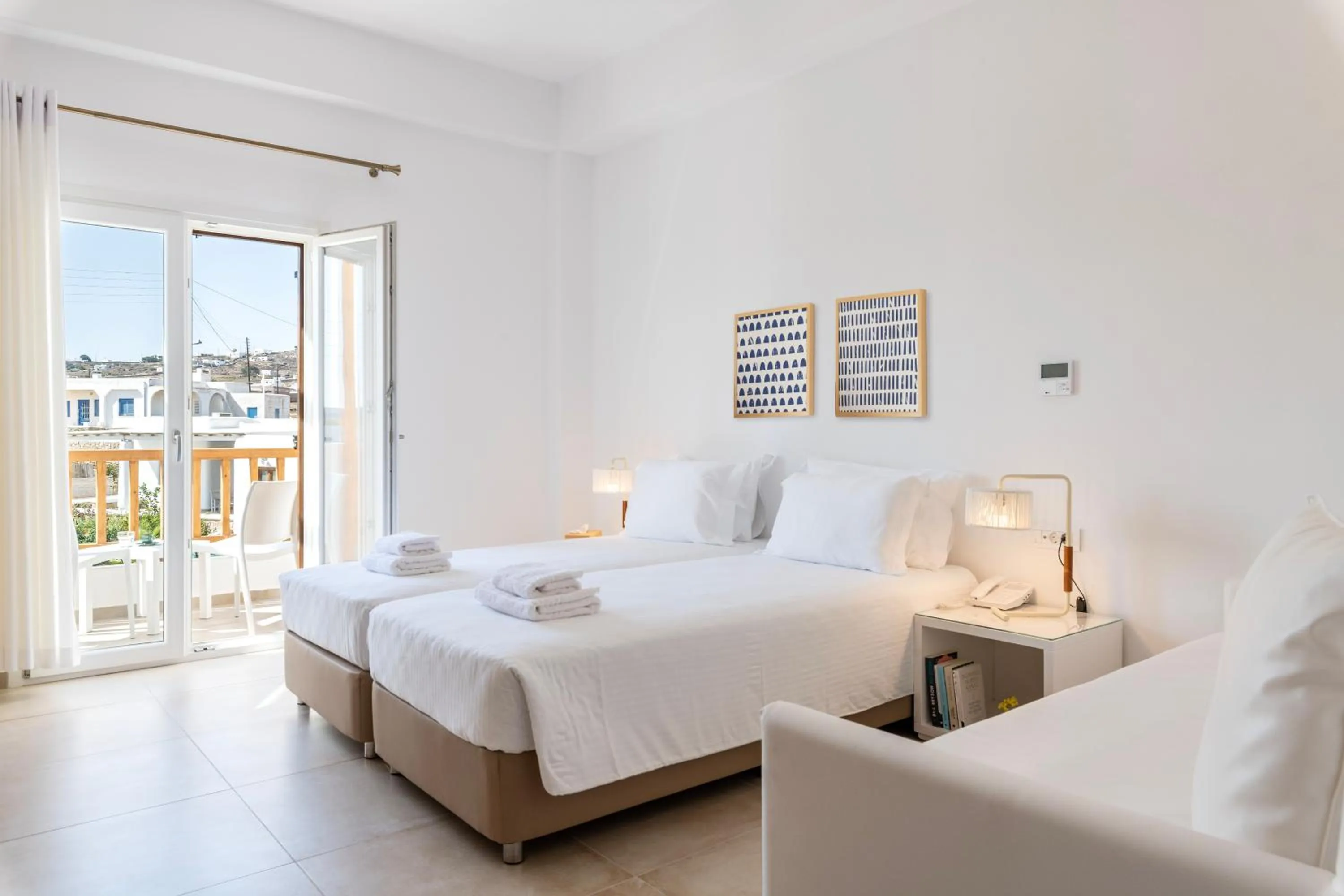 Bed in Mykonaki Hotel