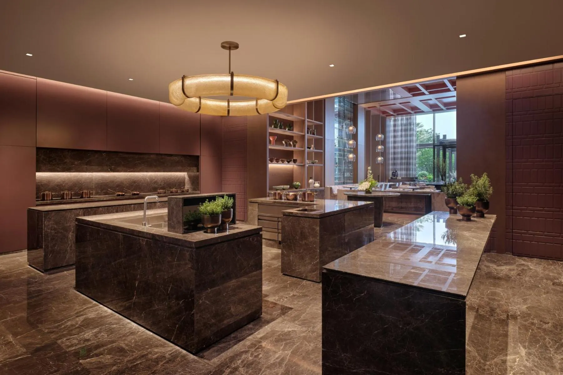 Restaurant/places to eat in Conrad Shenzhen, the first art museum hotel in Greater Bay Area with the stunning bay and sunset view in the hotel terrace